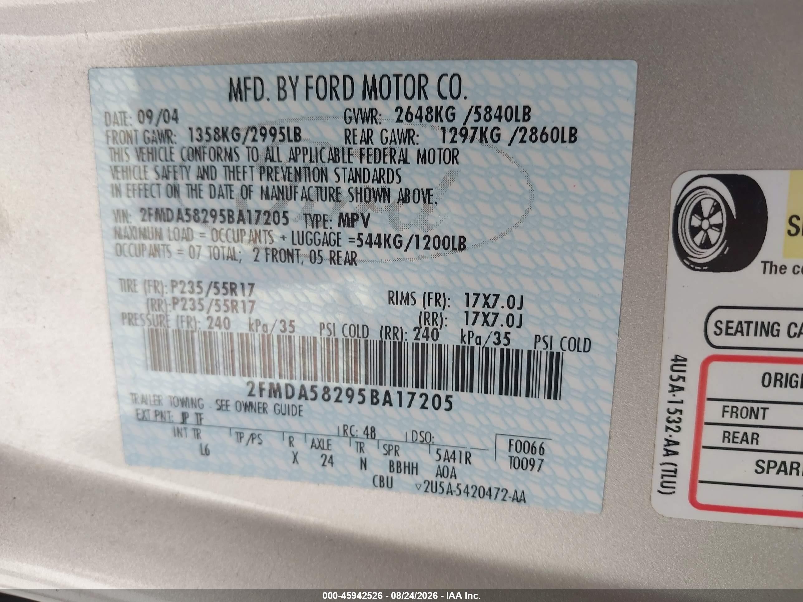 2005 Ford Freestar Limited Silver vin: 2FMDA58295BA17205