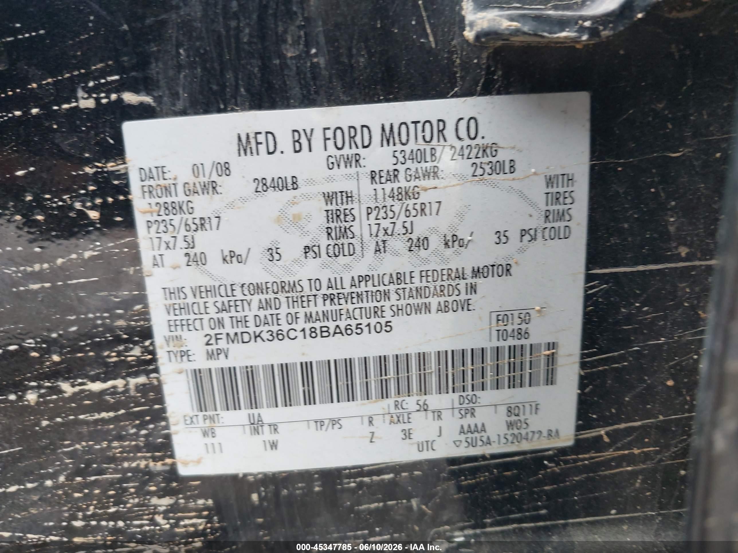 2008 Ford Edge Se Black vin: 2FMDK36C18BA65105