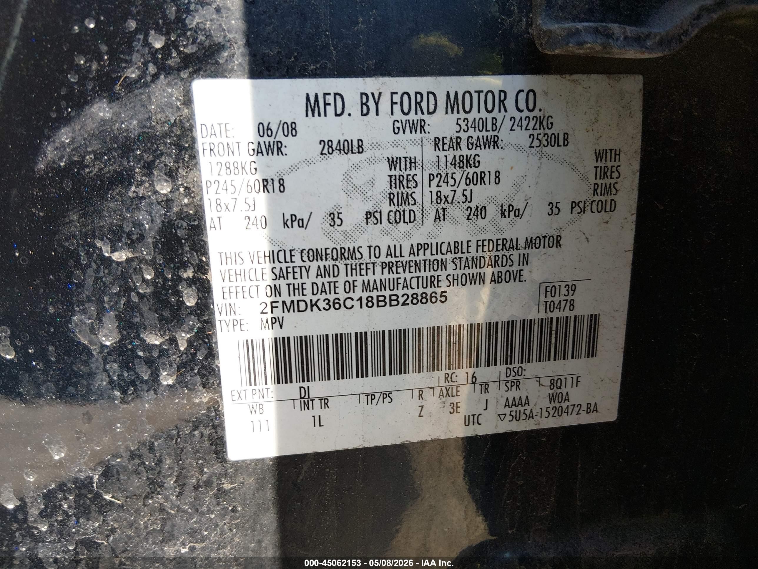 2008 Ford Edge Se Black vin: 2FMDK36C18BB28865