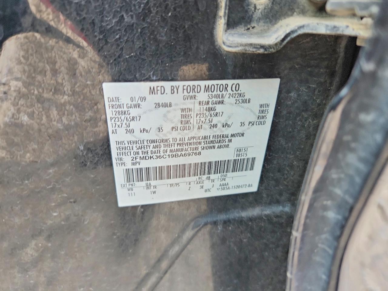 2009 Ford Edge Se Black vin: 2FMDK36C19BA69768