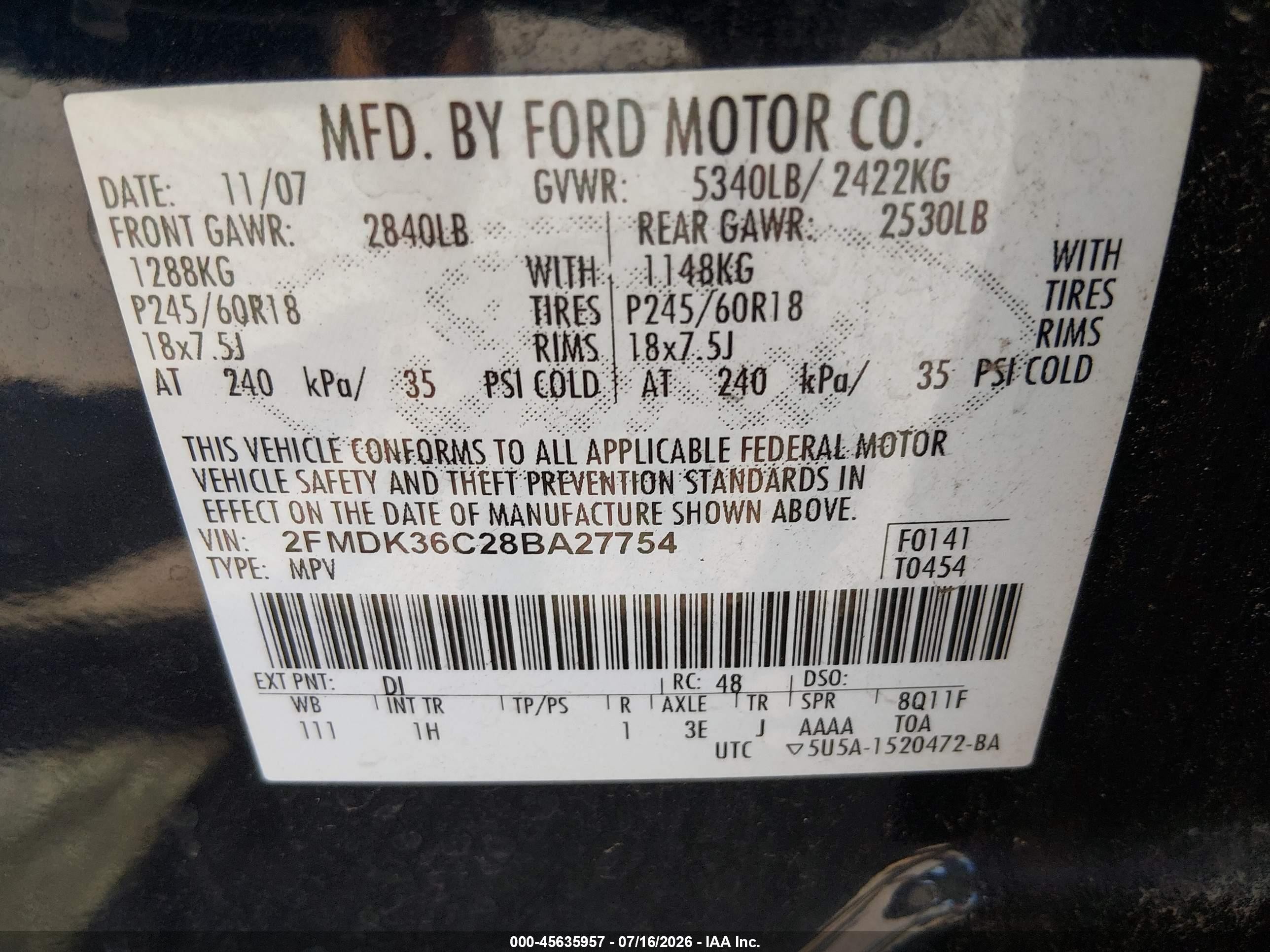 2008 Ford Edge Se Black vin: 2FMDK36C28BA27754