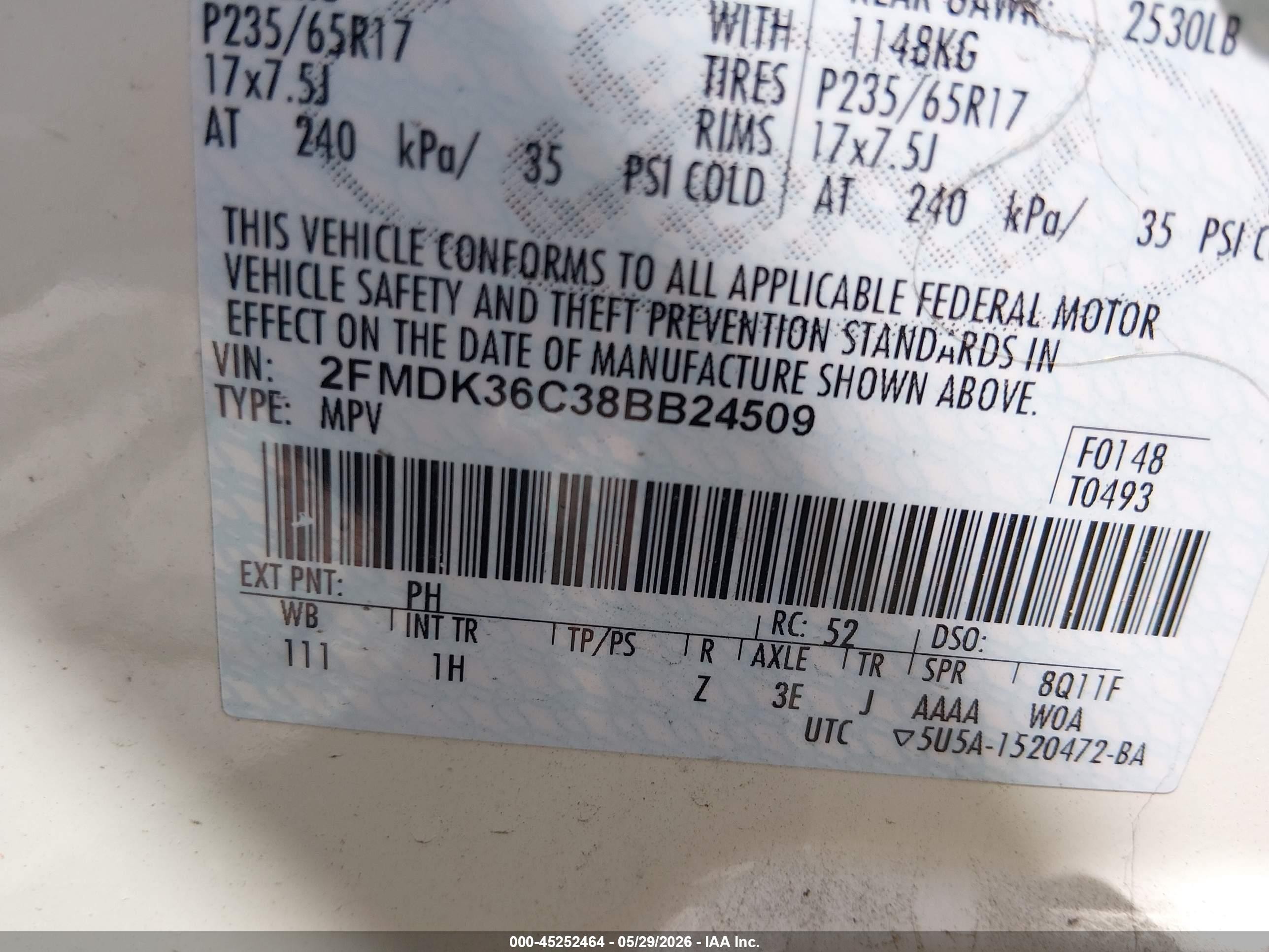 2008 Ford Edge Se Champagne vin: 2FMDK36C38BB24509