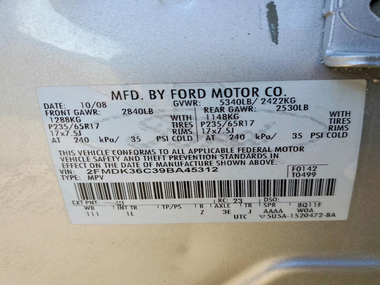 2009 Ford Edge Silver vin: 2FMDK36C39BA45312