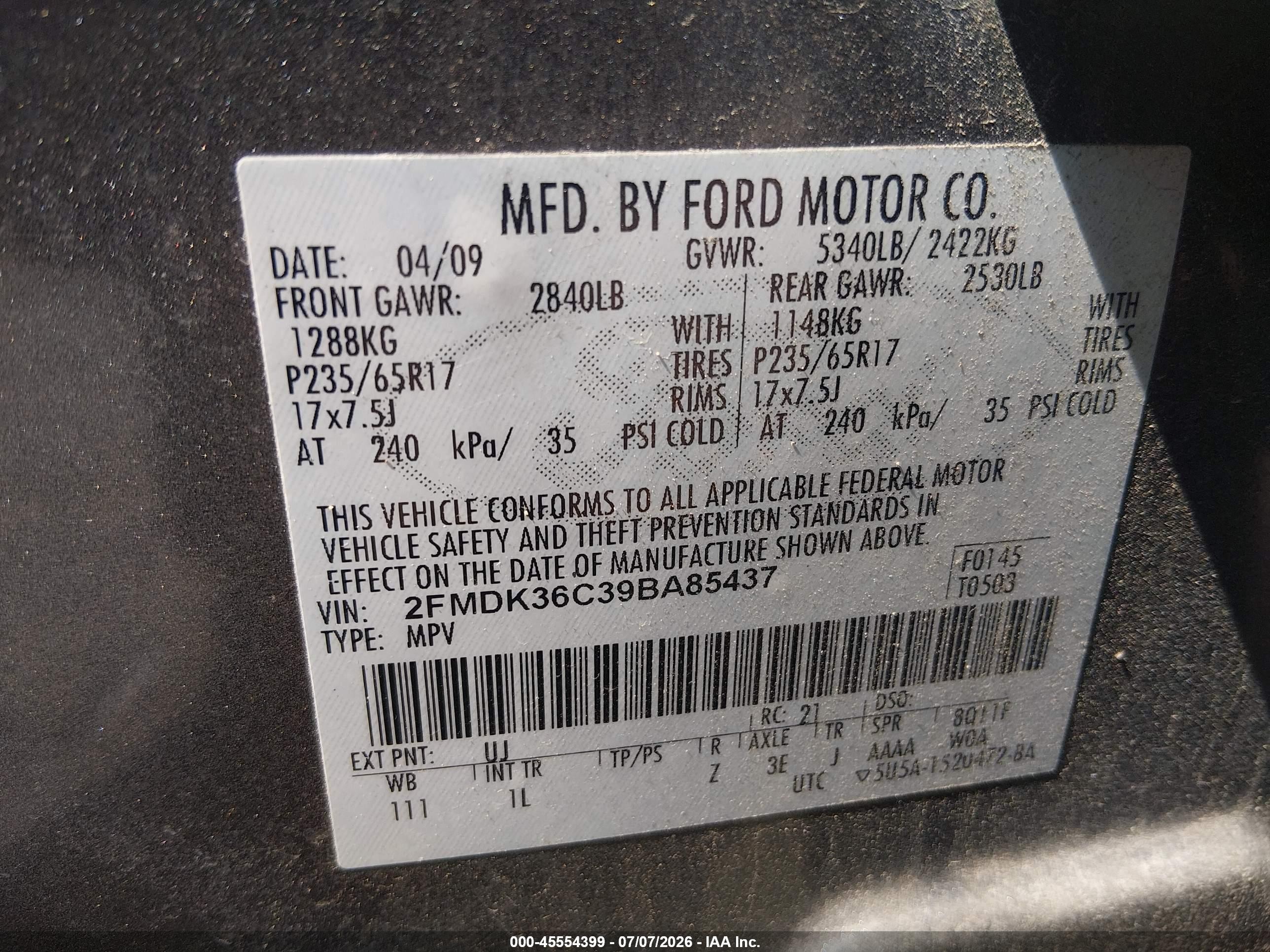 2009 Ford Edge Se Gray vin: 2FMDK36C39BA85437