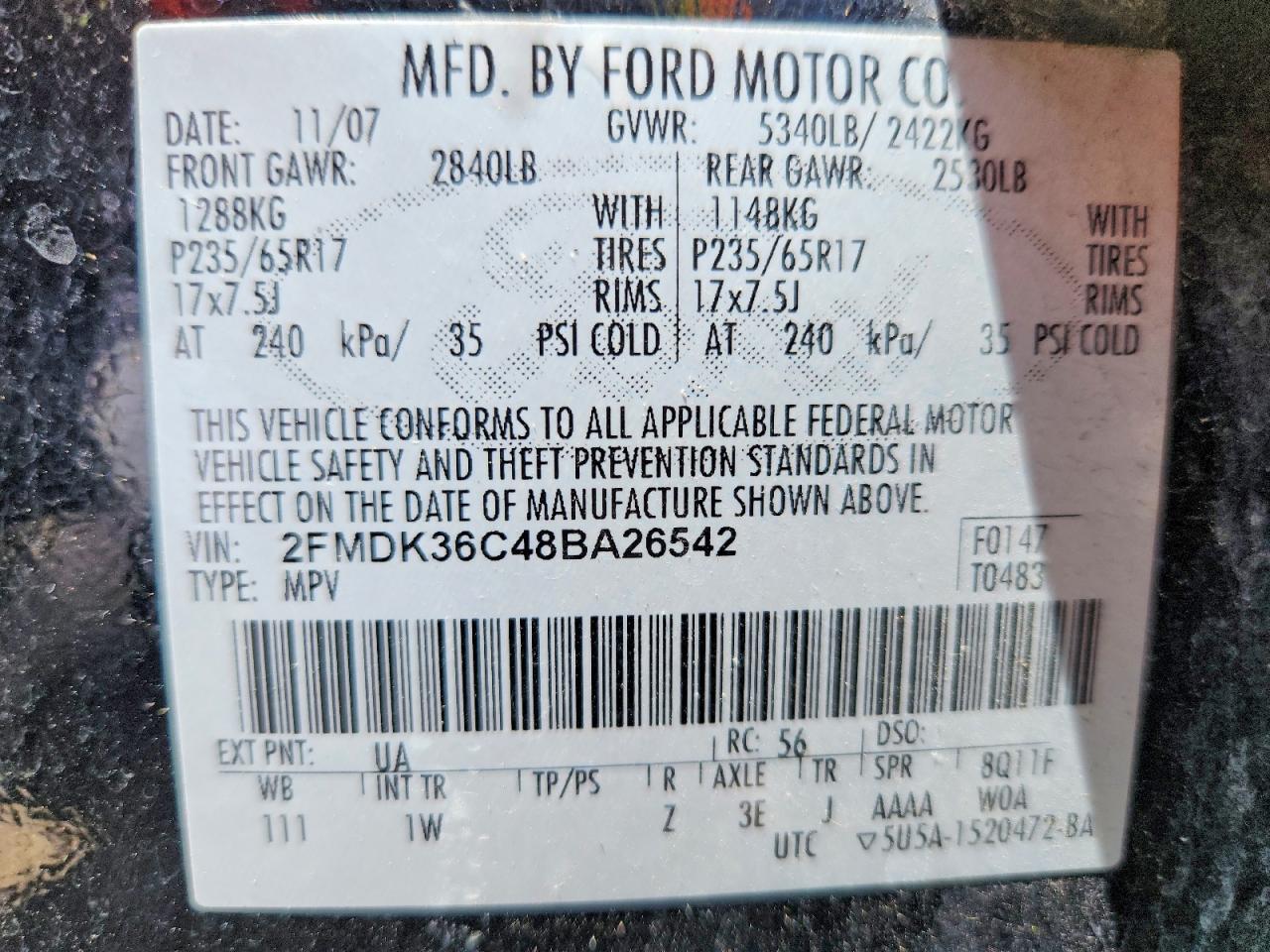 2008 Ford Edge Se Black vin: 2FMDK36C48BA26542