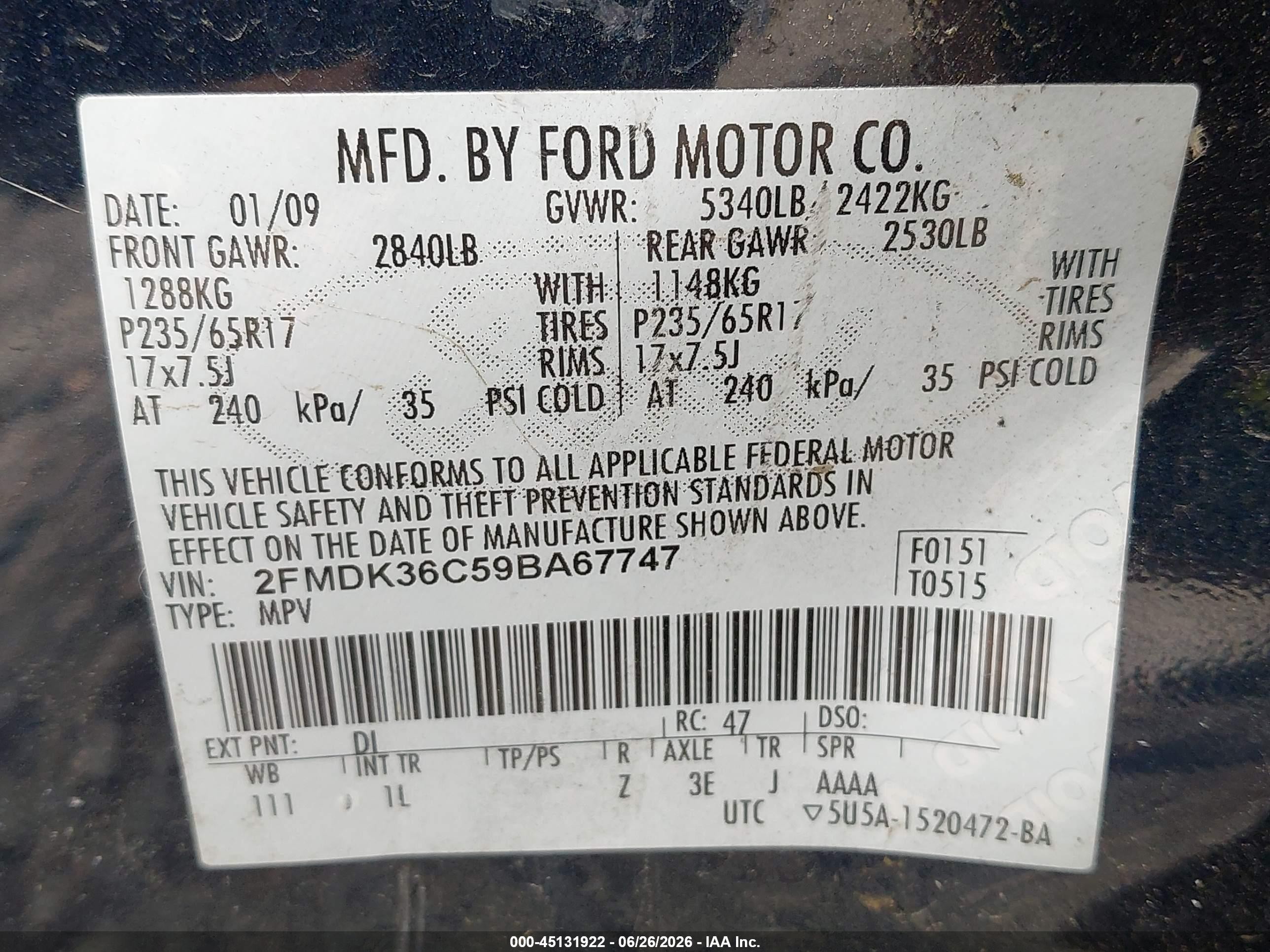 2009 Ford Edge Se Black vin: 2FMDK36C59BA67747