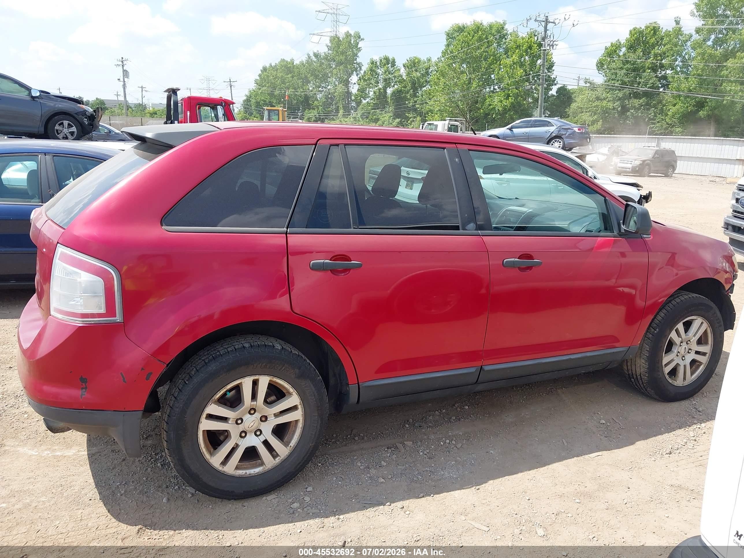 2008 Ford Edge Se Red vin: 2FMDK36C68BA11752