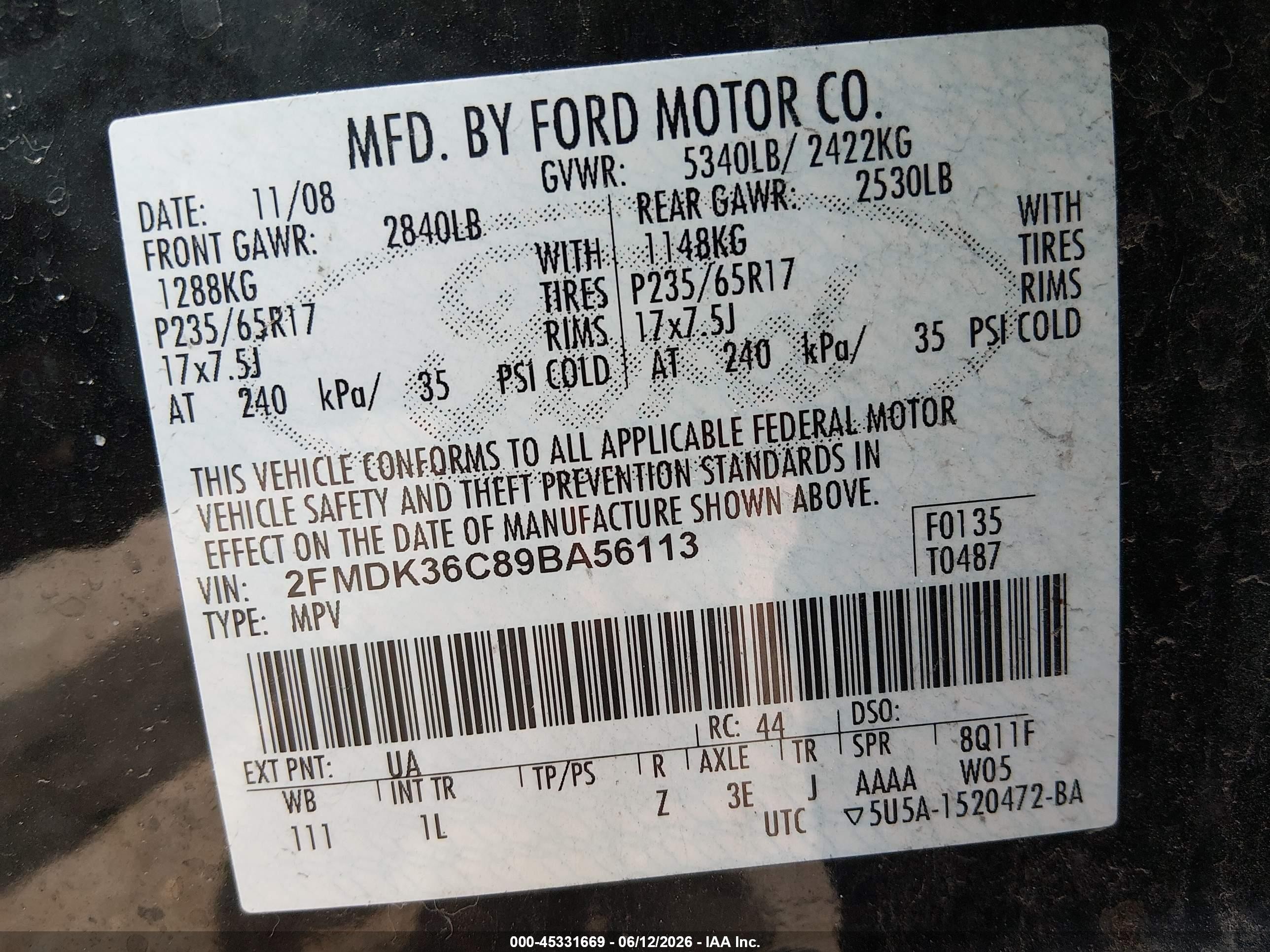 2009 Ford Edge Se Black vin: 2FMDK36C89BA56113