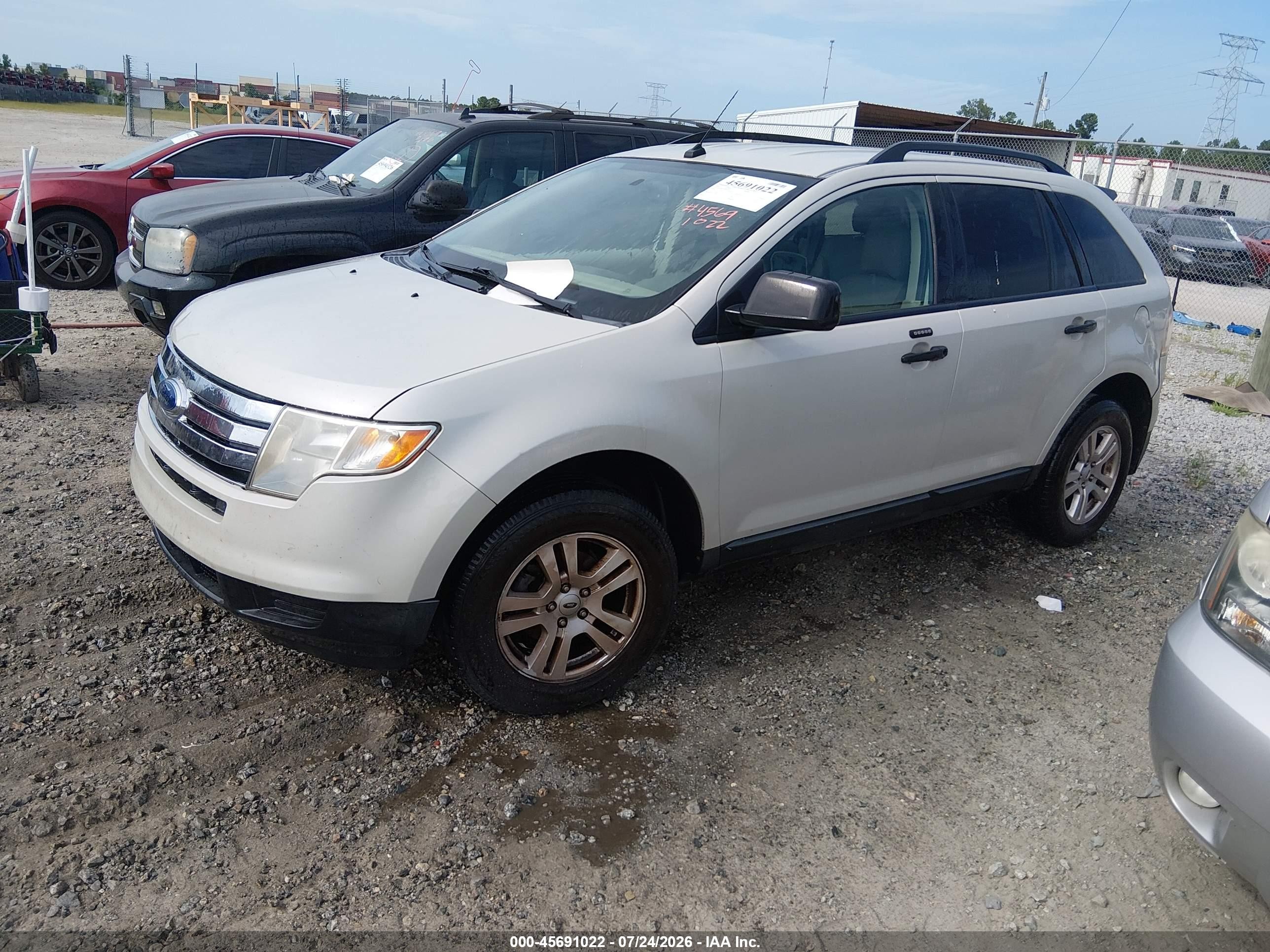 2007 Ford Edge Se White vin: 2FMDK36C97BA93913