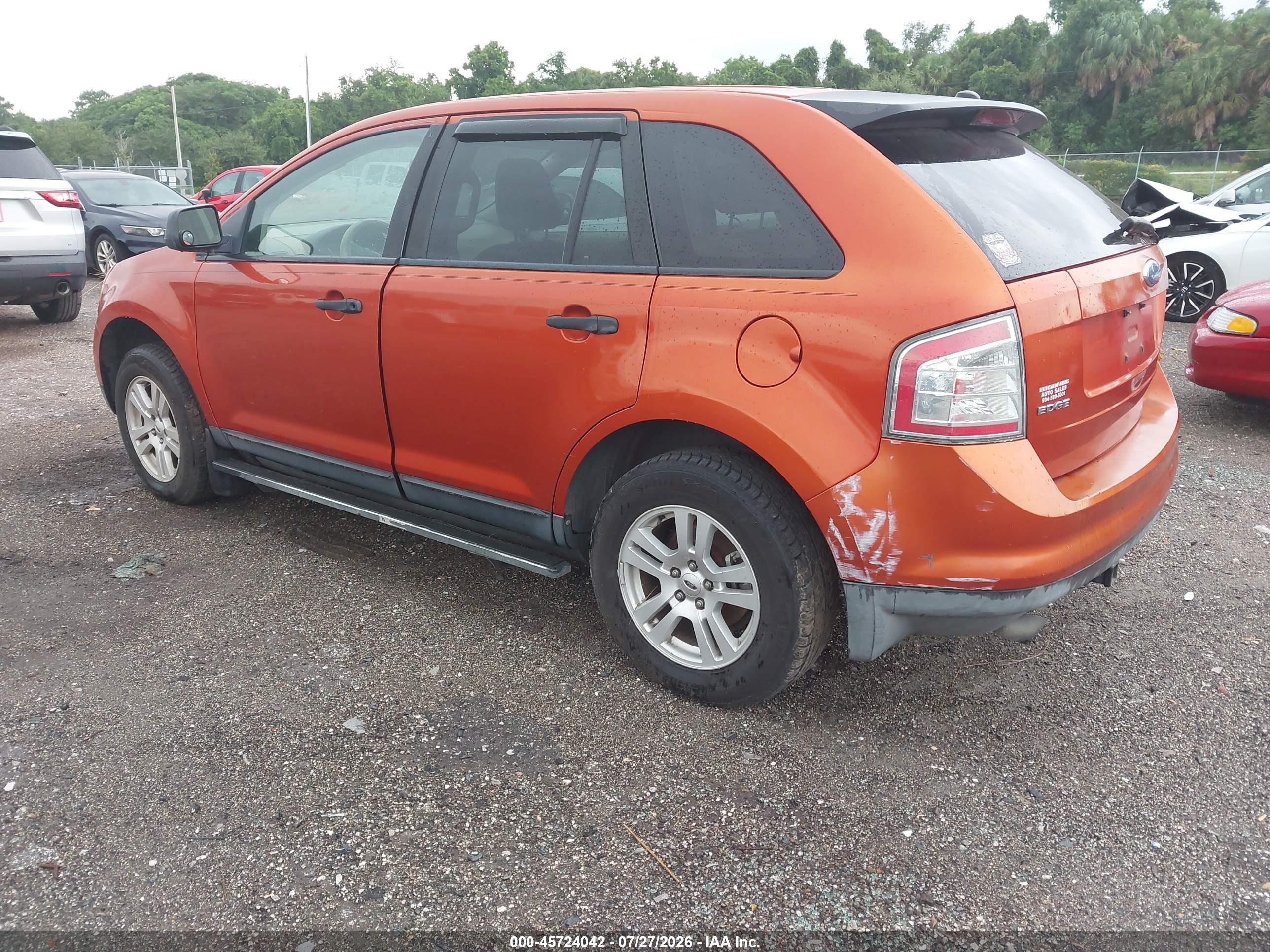 2007 Ford Edge Se Orange vin: 2FMDK36C97BB21970