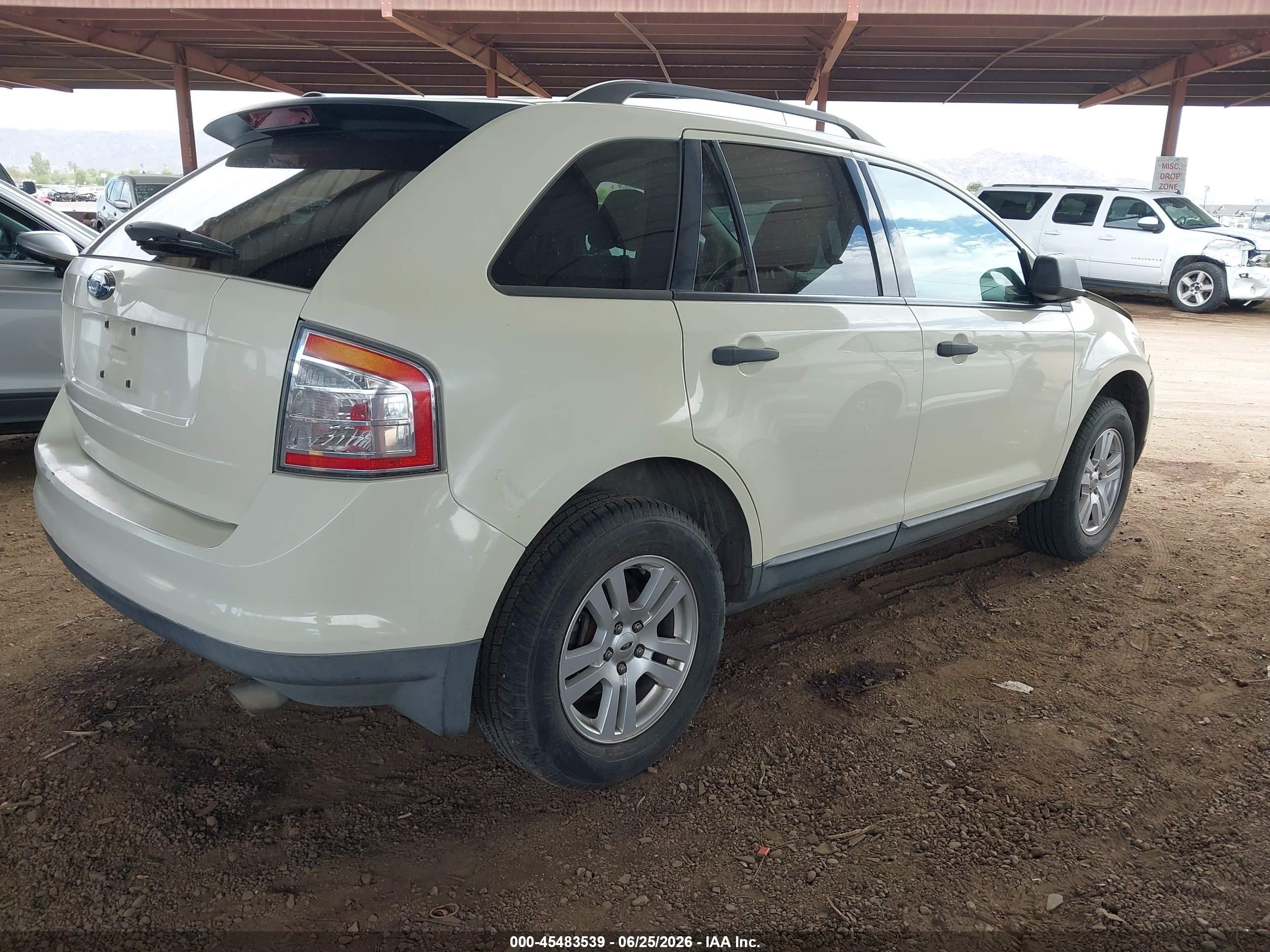 2007 Ford Edge Se Cream vin: 2FMDK36C97BB56900