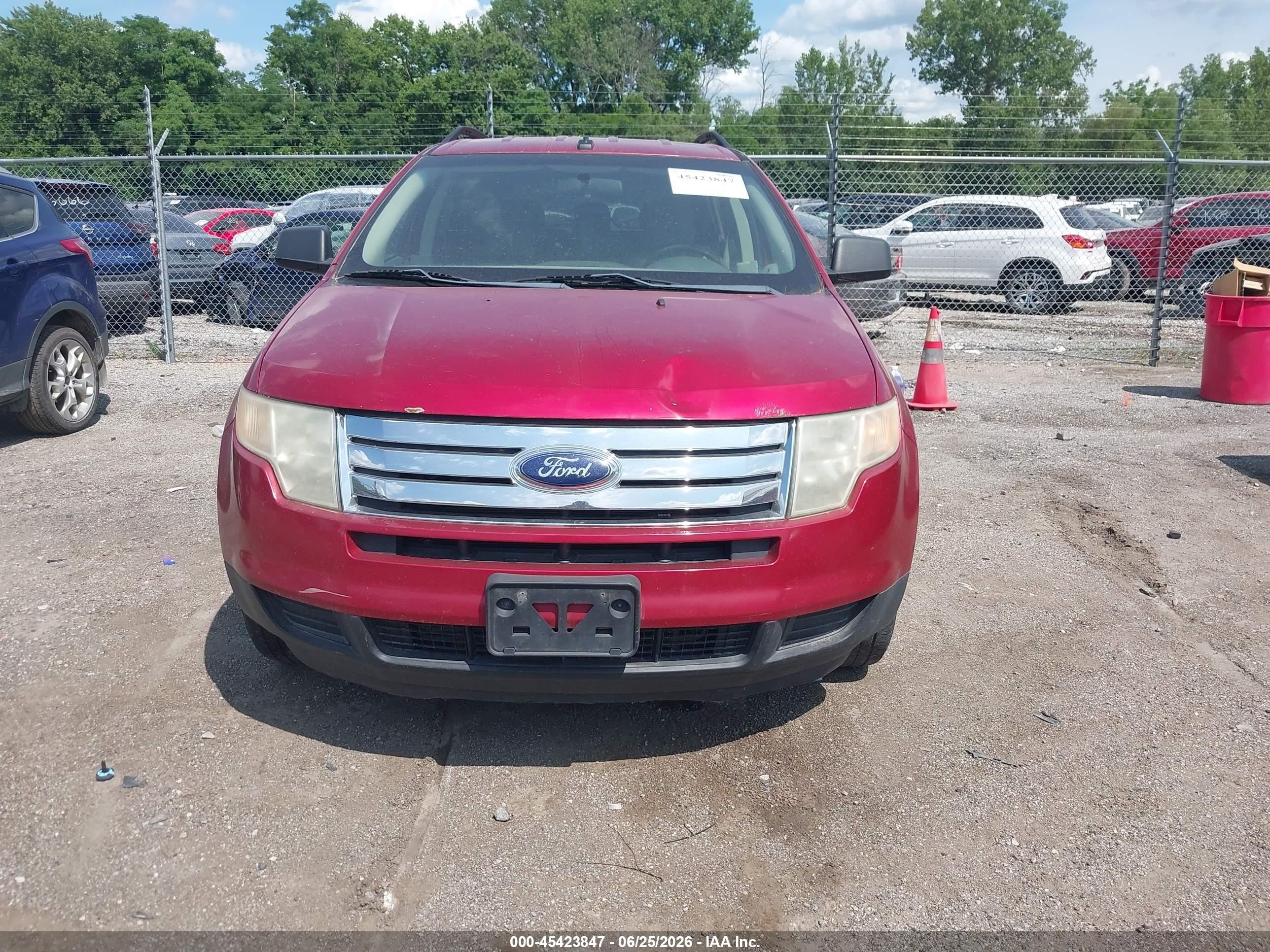 2007 Ford Edge Se Burgundy vin: 2FMDK36CX7BB03185