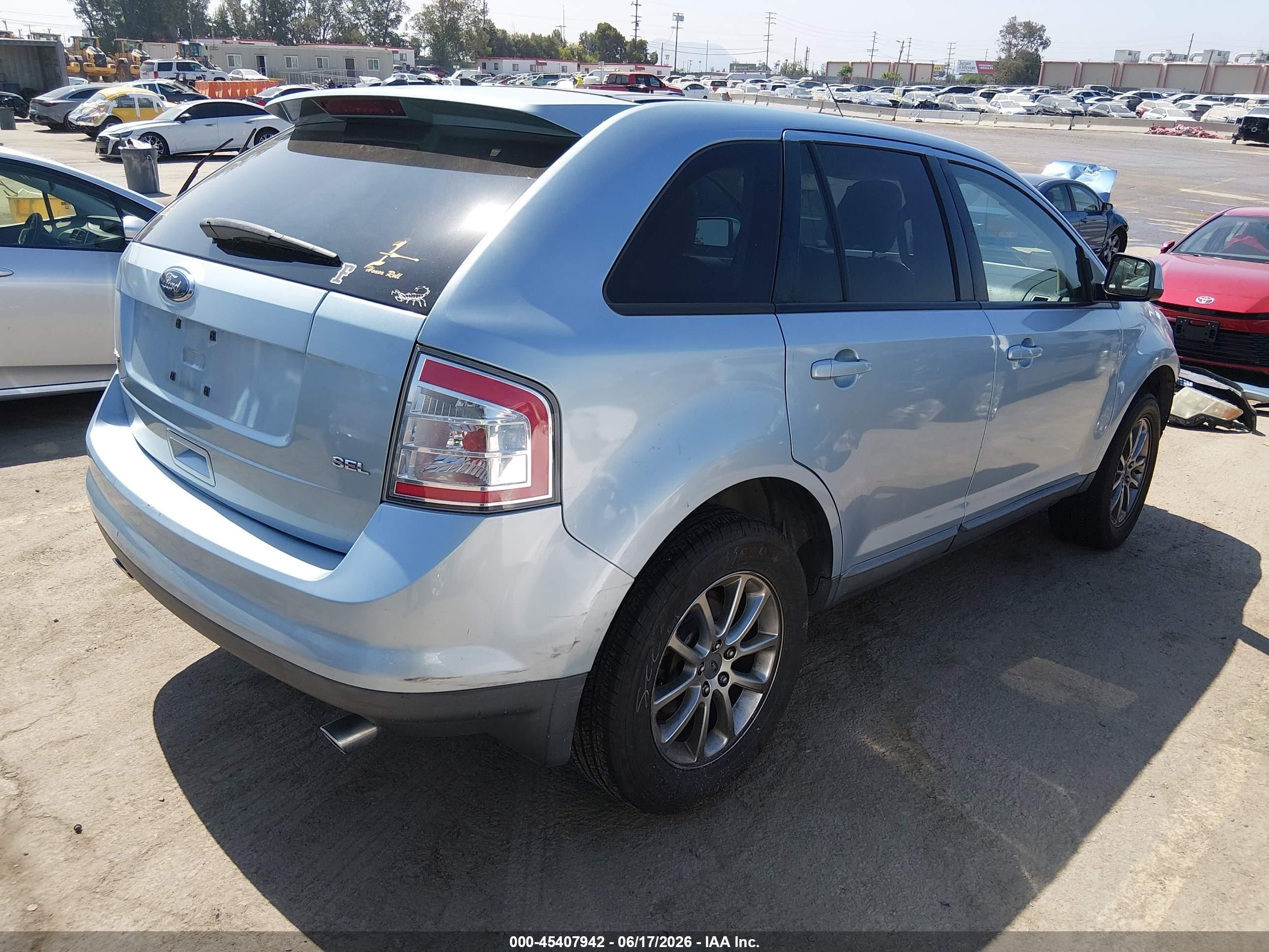 2008 Ford Edge Sel Light Blue vin: 2FMDK38C38BB37886