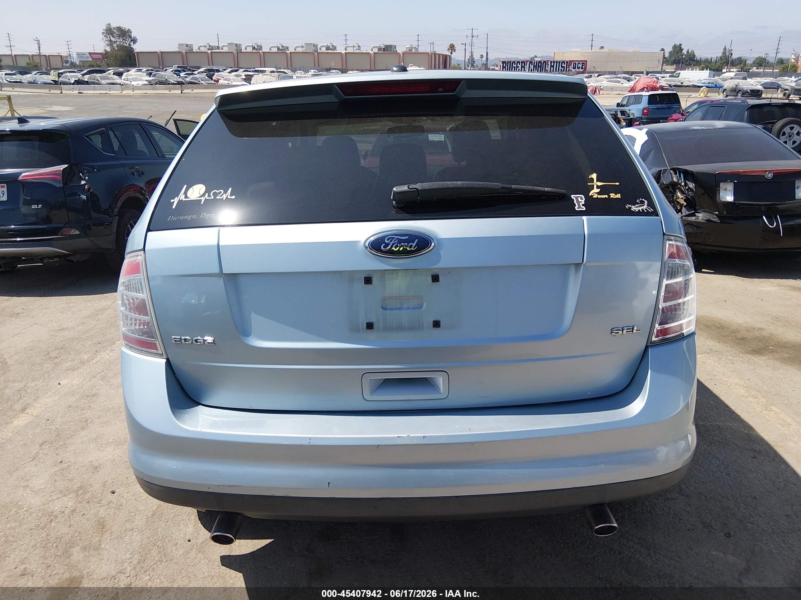 2008 Ford Edge Sel Light Blue vin: 2FMDK38C38BB37886