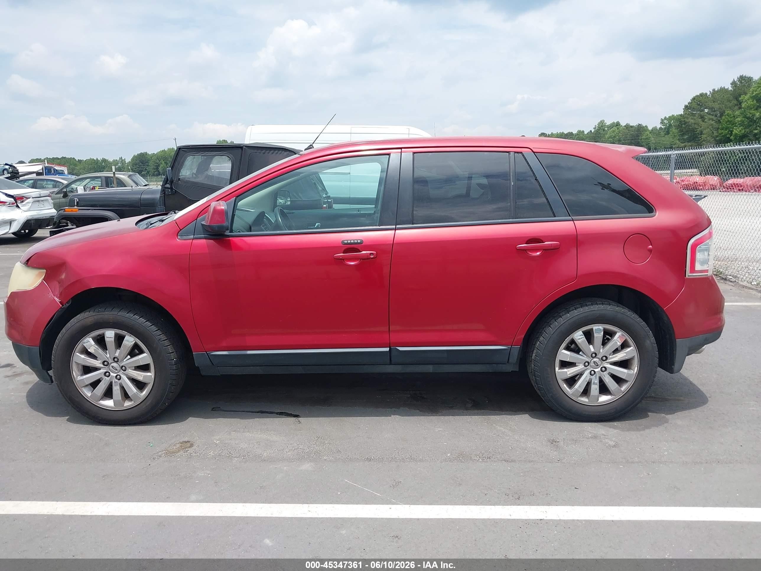 2007 Ford Edge Sel Red vin: 2FMDK38C57BA94215