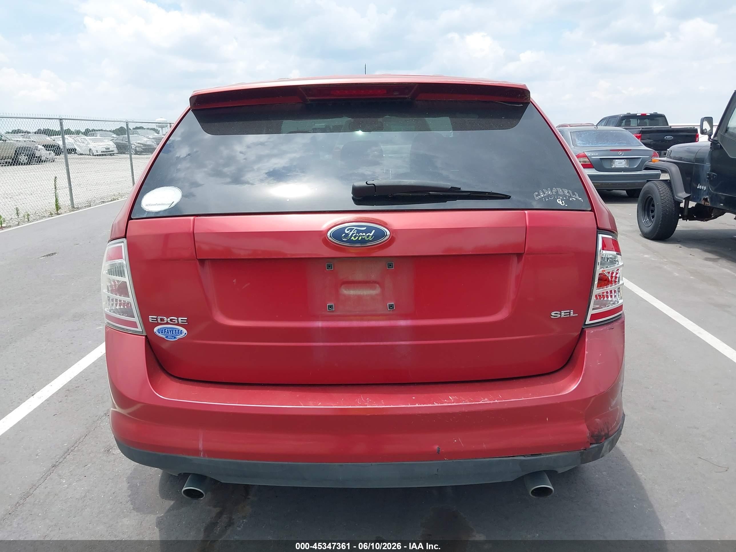 2007 Ford Edge Sel Red vin: 2FMDK38C57BA94215