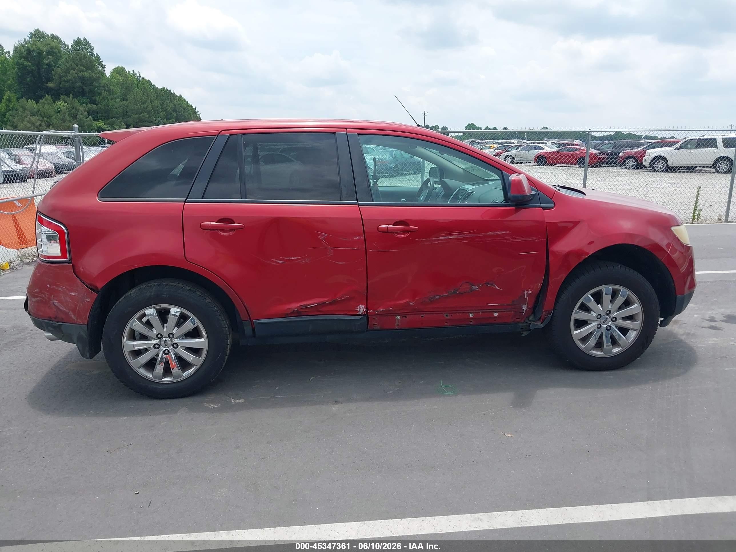 2007 Ford Edge Sel Red vin: 2FMDK38C57BA94215