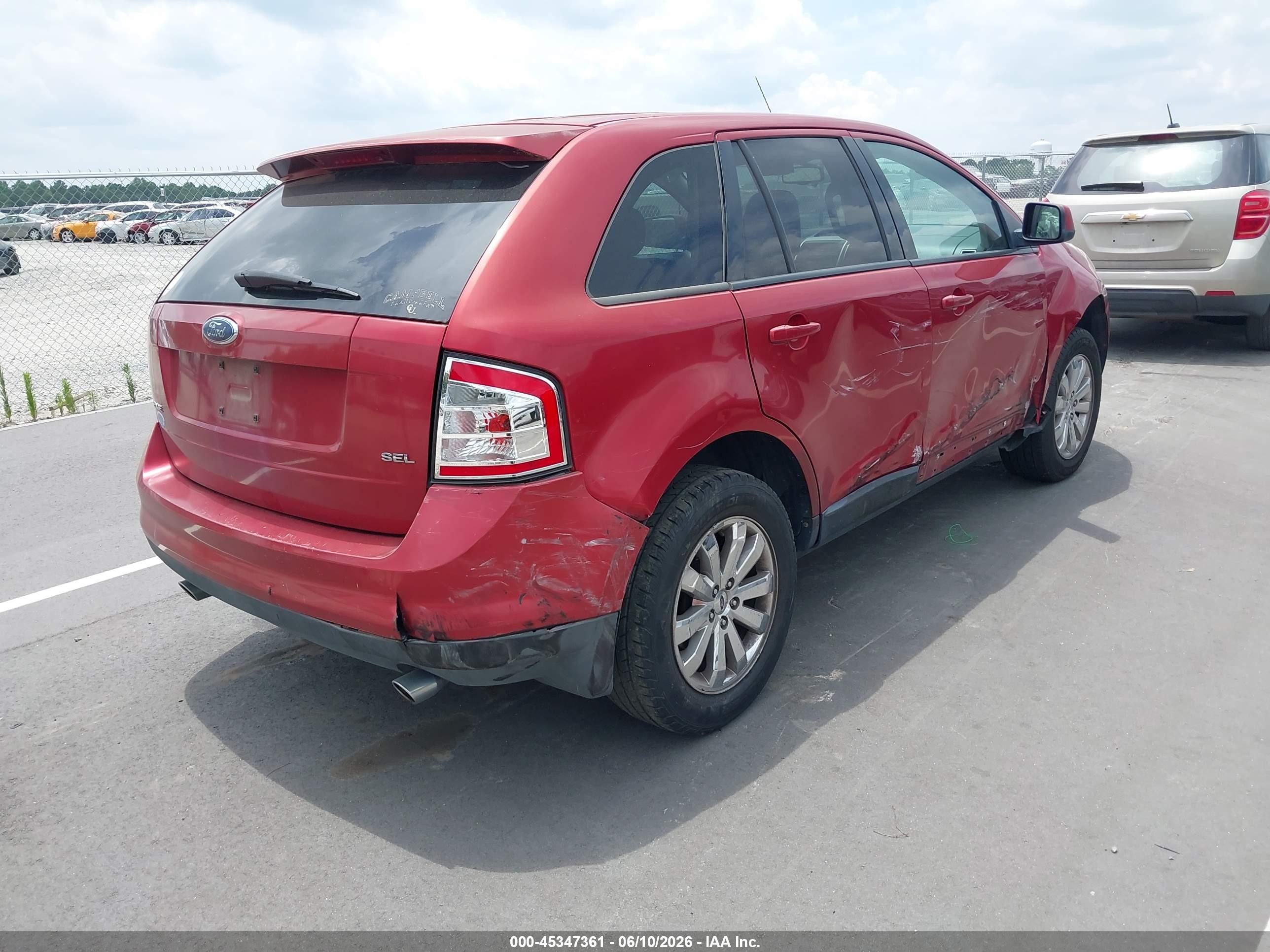 2007 Ford Edge Sel Red vin: 2FMDK38C57BA94215