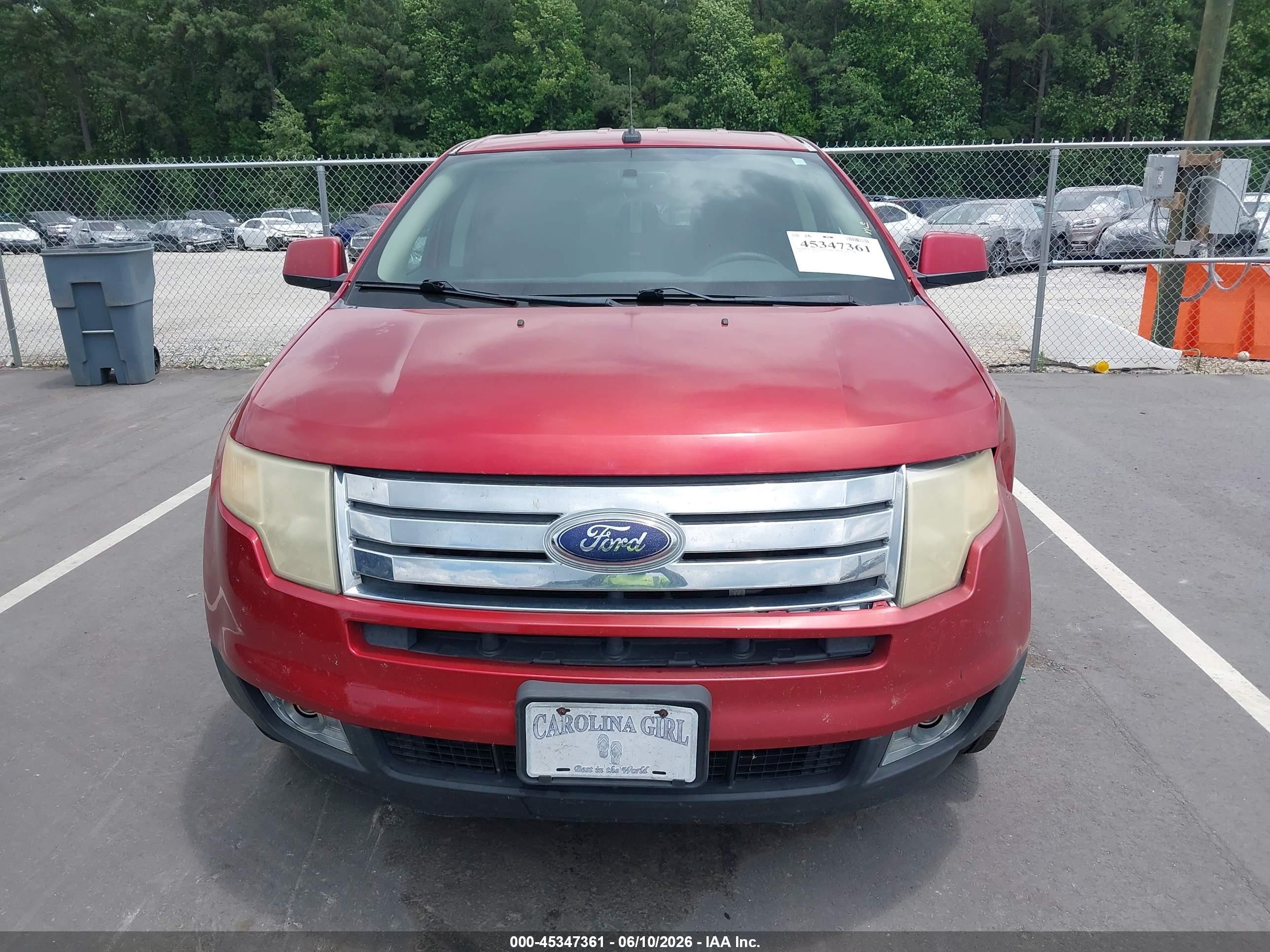 2007 Ford Edge Sel Red vin: 2FMDK38C57BA94215