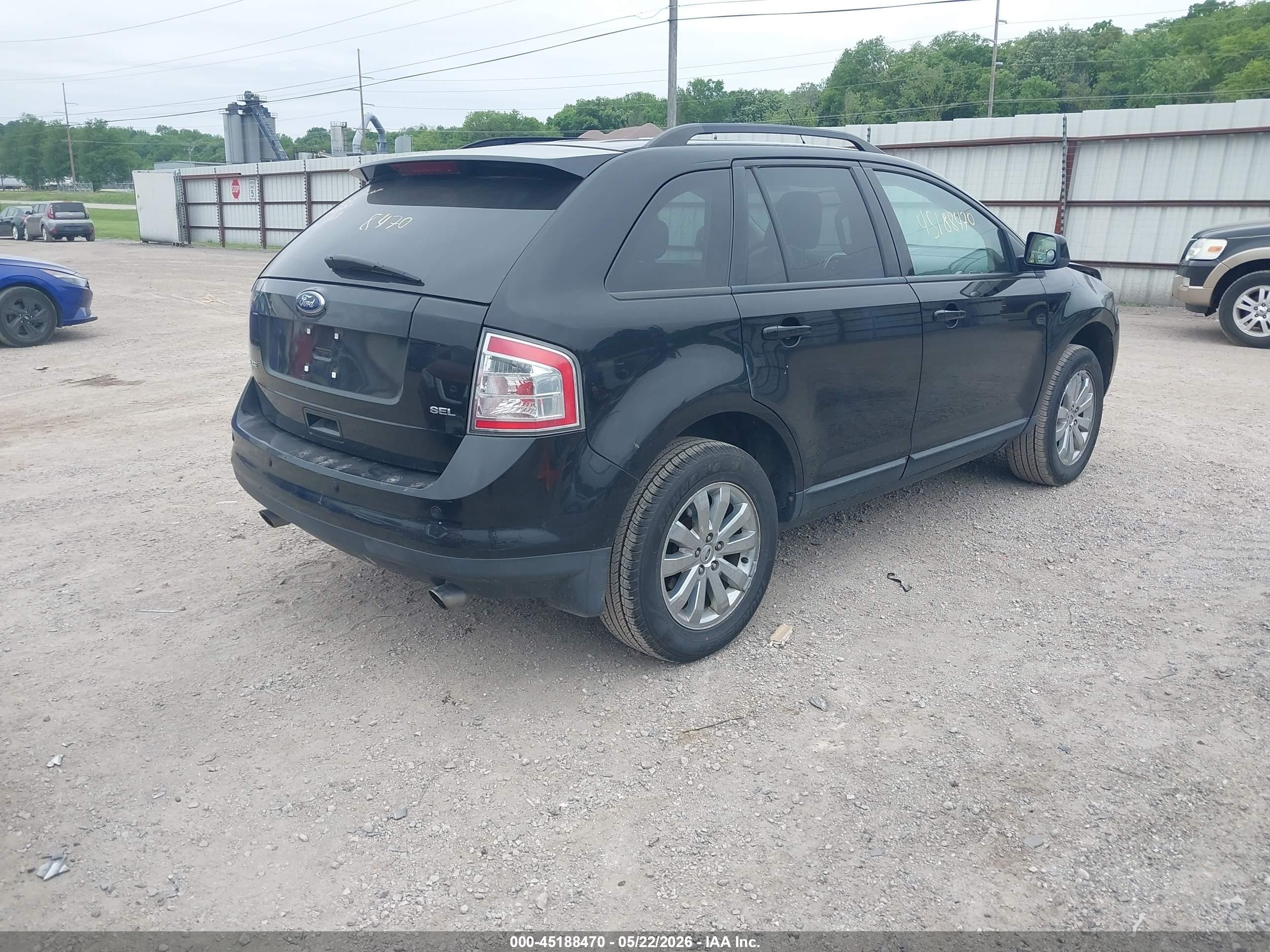 2008 Ford Edge Sel Black vin: 2FMDK38C78BA10851