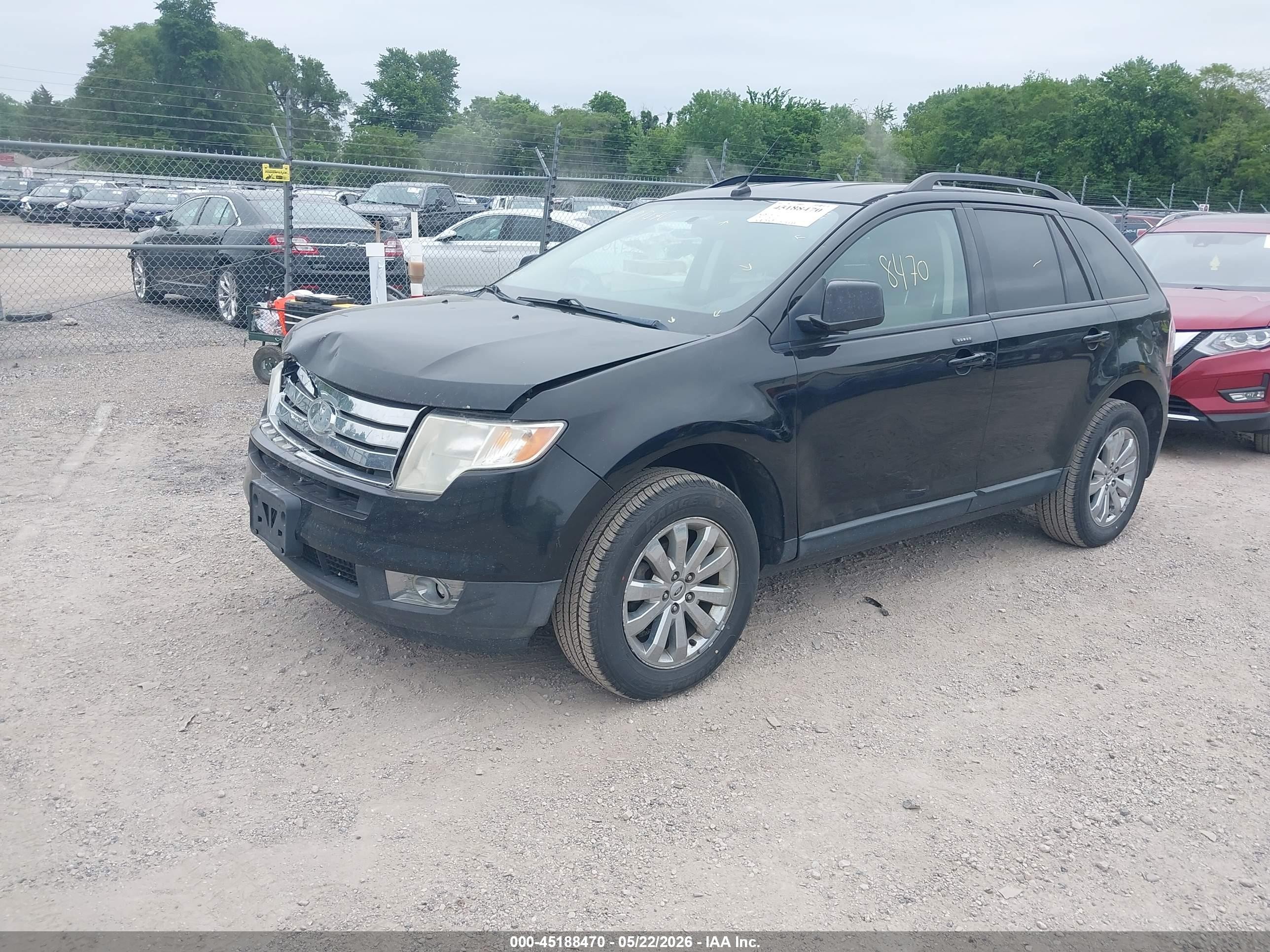 2008 Ford Edge Sel Black vin: 2FMDK38C78BA10851