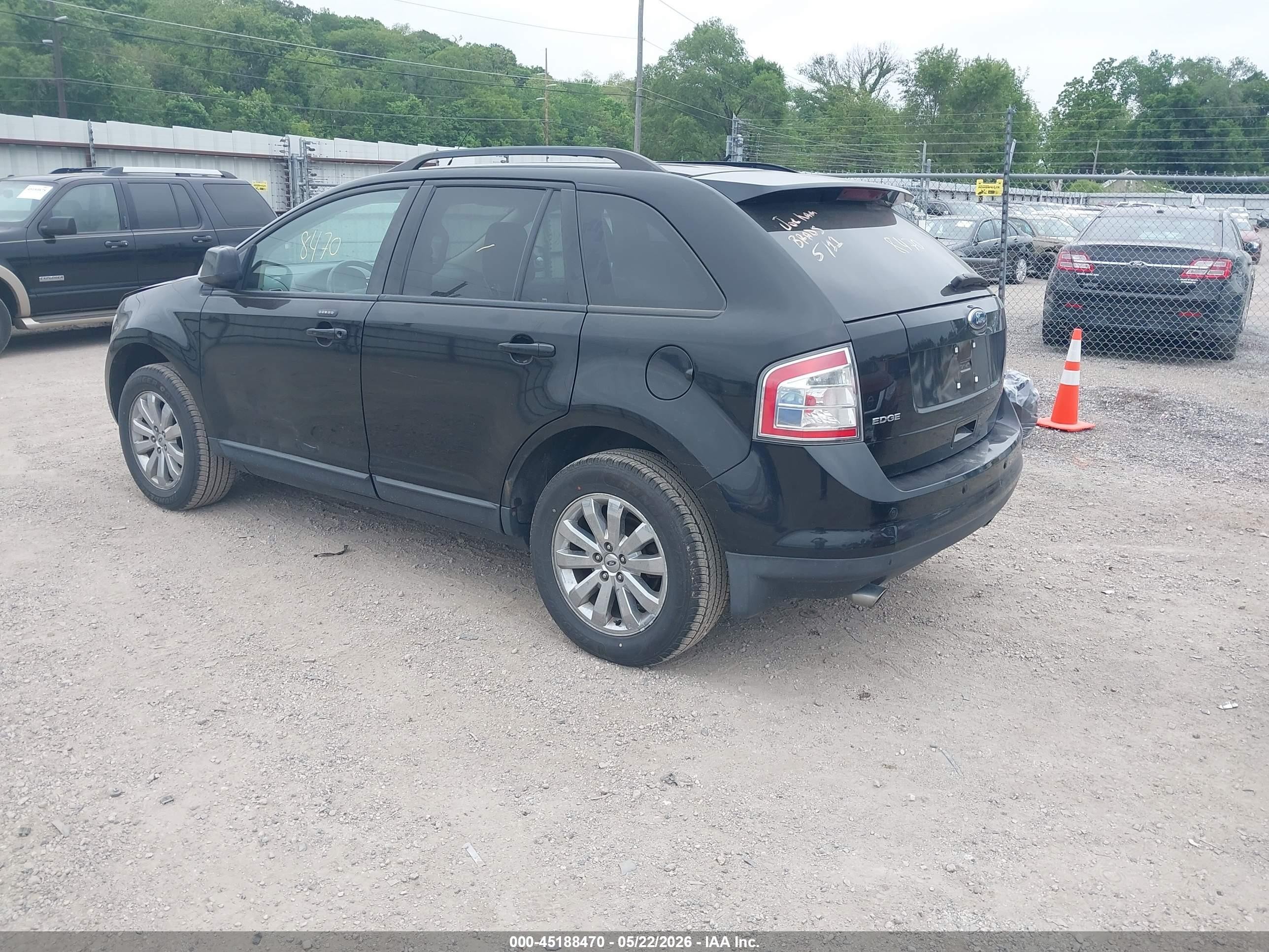 2008 Ford Edge Sel Black vin: 2FMDK38C78BA10851