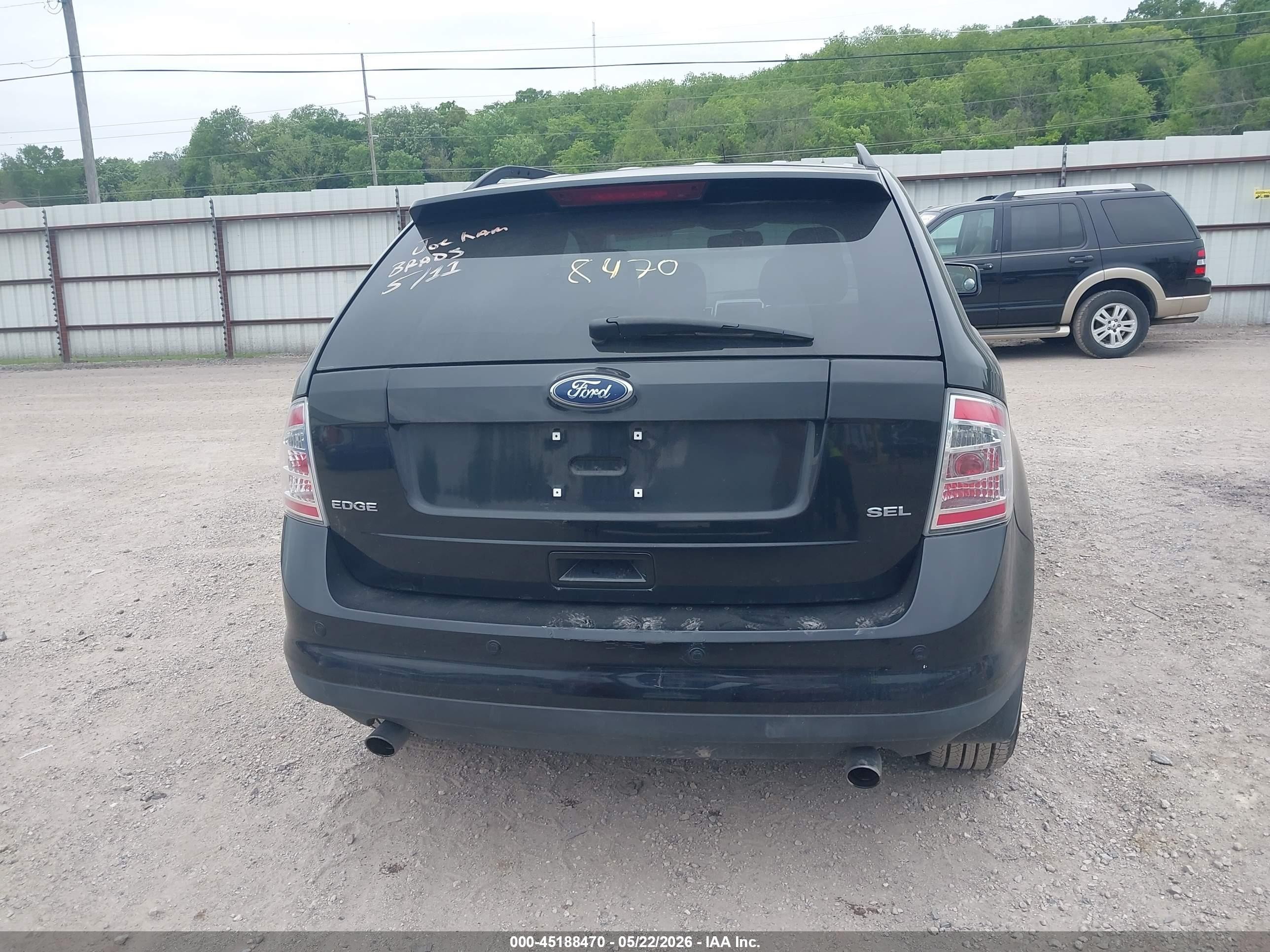 2008 Ford Edge Sel Black vin: 2FMDK38C78BA10851