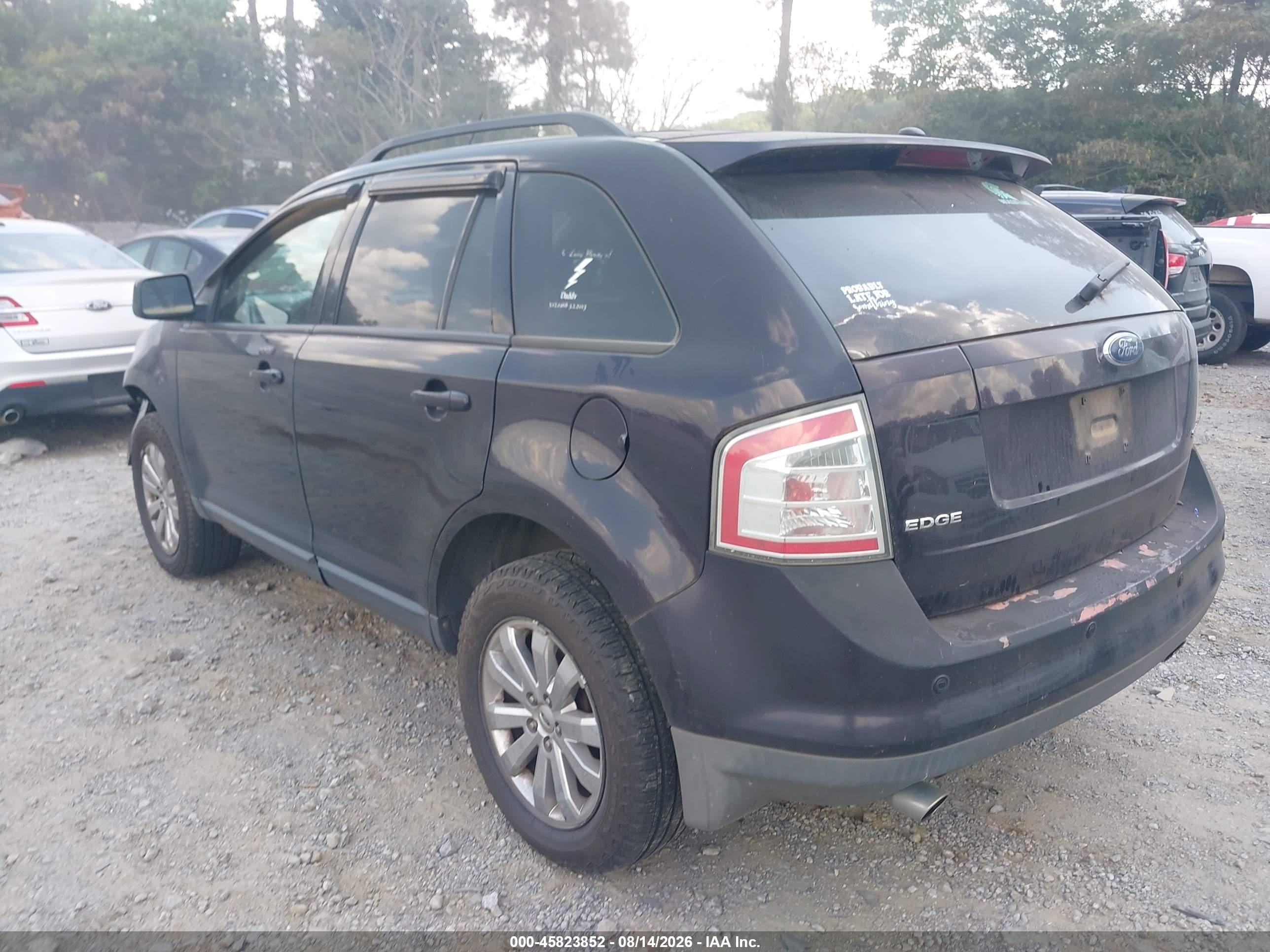 2007 Ford Edge Sel Plus Black vin: 2FMDK39C17BA21342