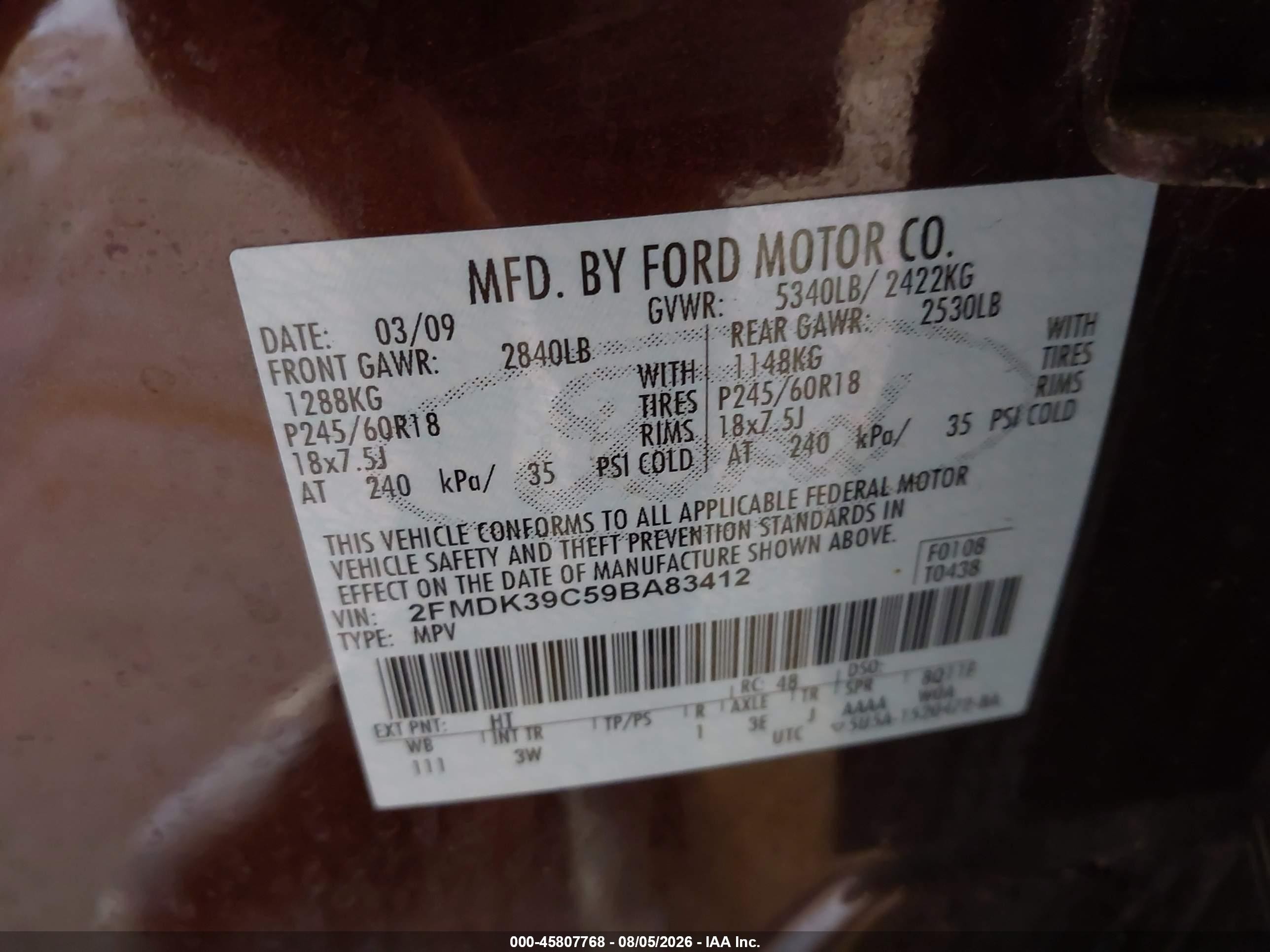 2009 Ford Edge Limited Purple vin: 2FMDK39C59BA83412