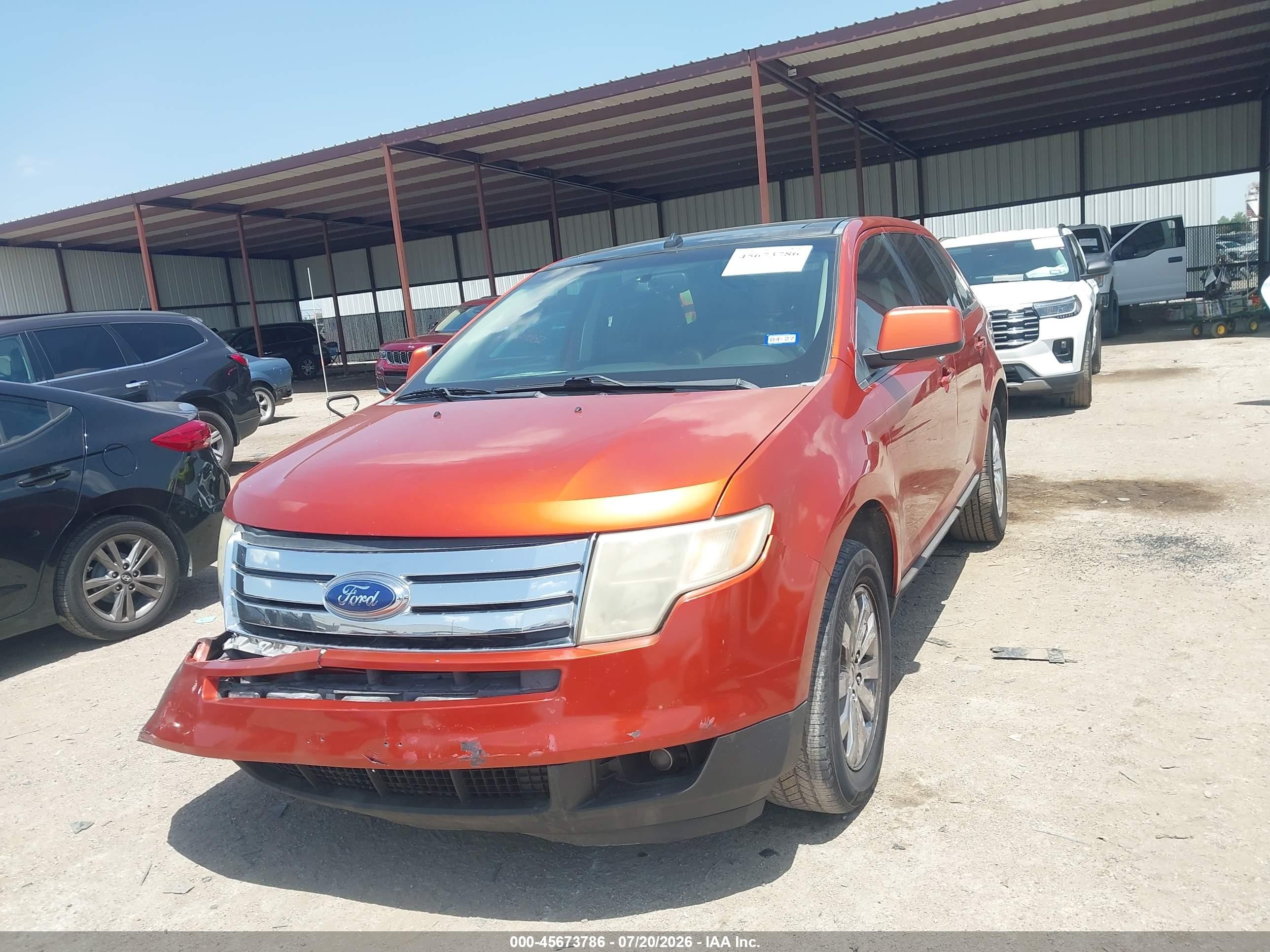 2007 Ford Edge Sel Plus Оранжевый vin: 2FMDK39C87BB25732