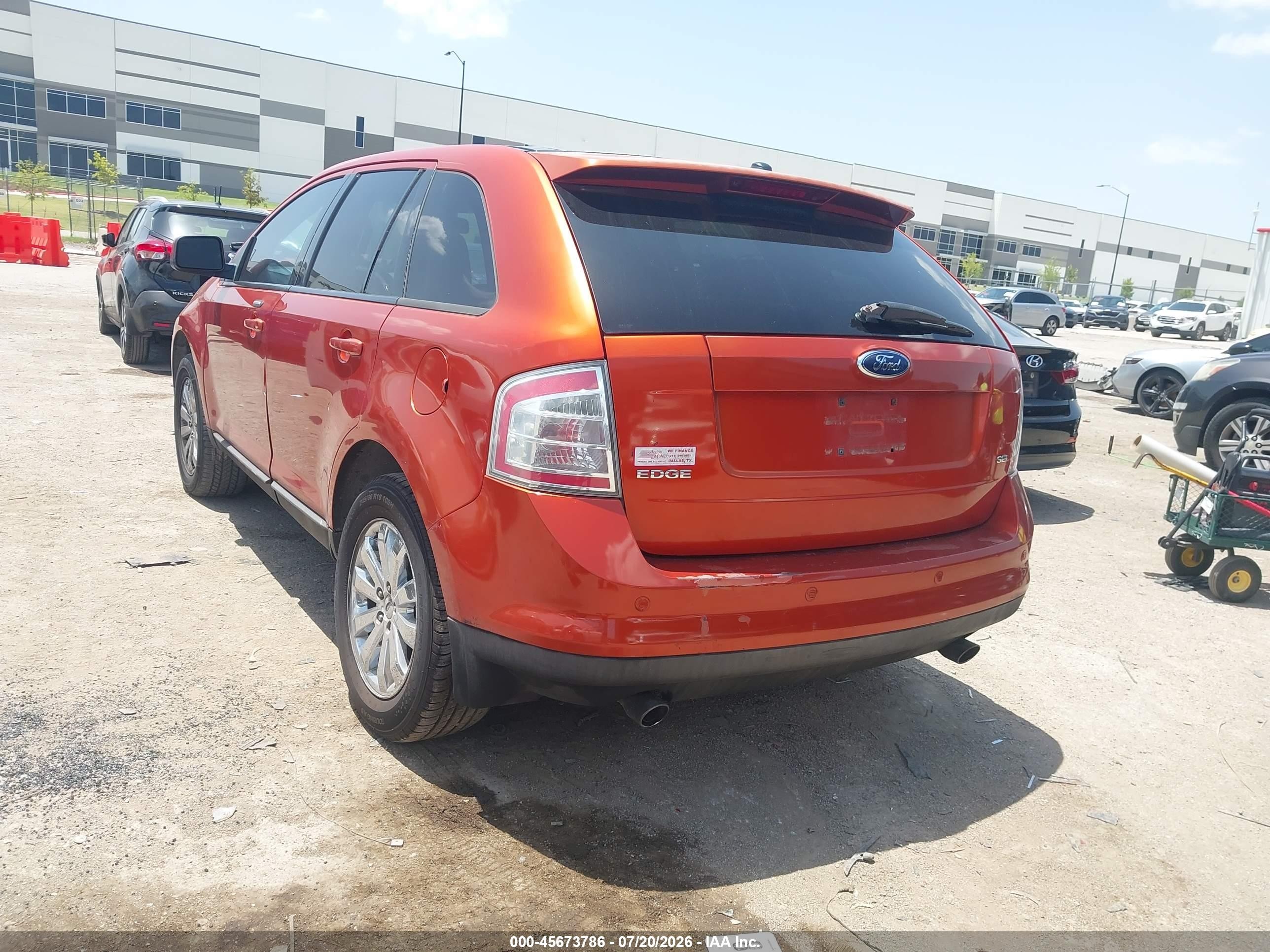 2007 Ford Edge Sel Plus Оранжевый vin: 2FMDK39C87BB25732