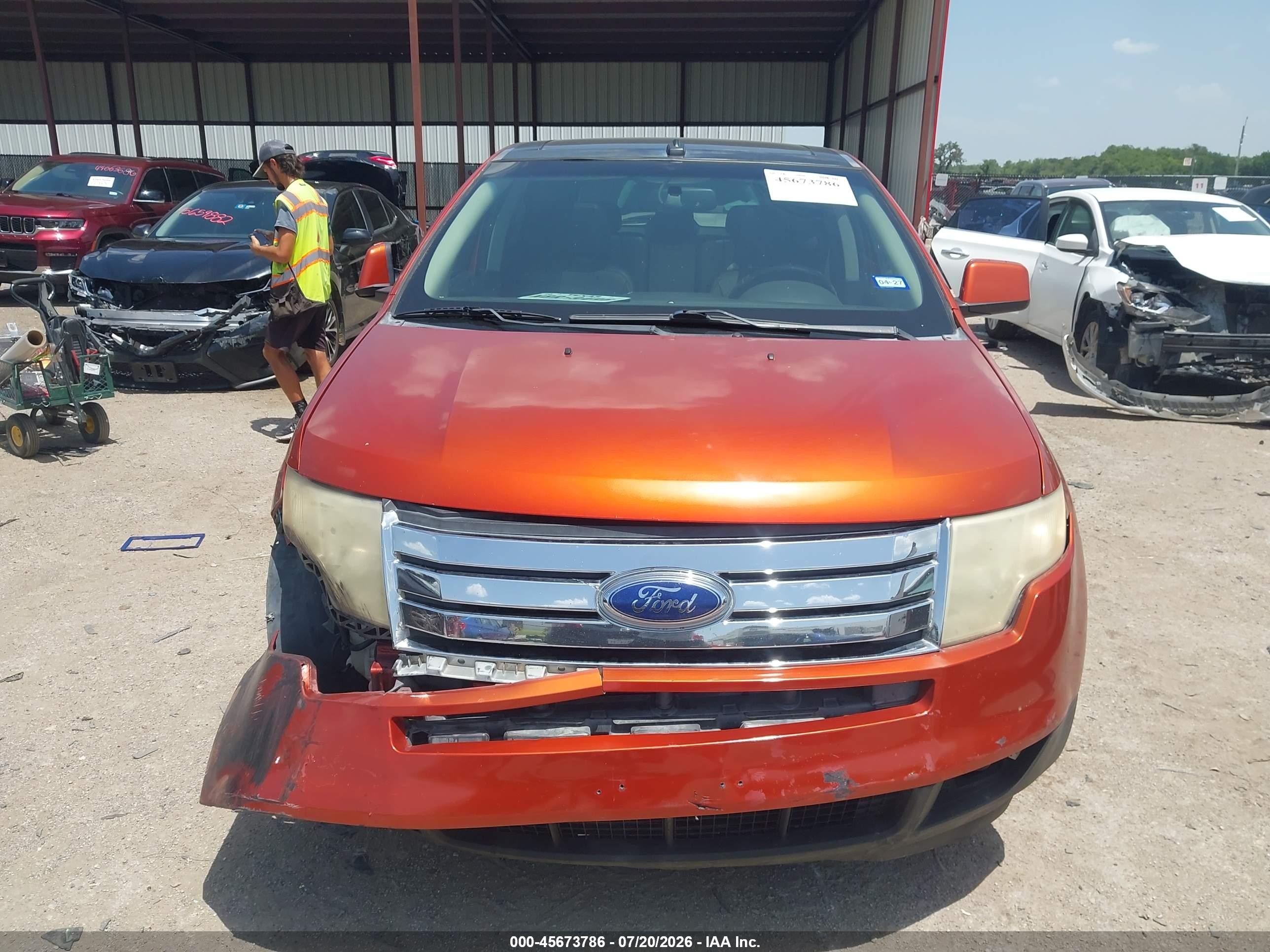 2007 Ford Edge Sel Plus Оранжевый vin: 2FMDK39C87BB25732