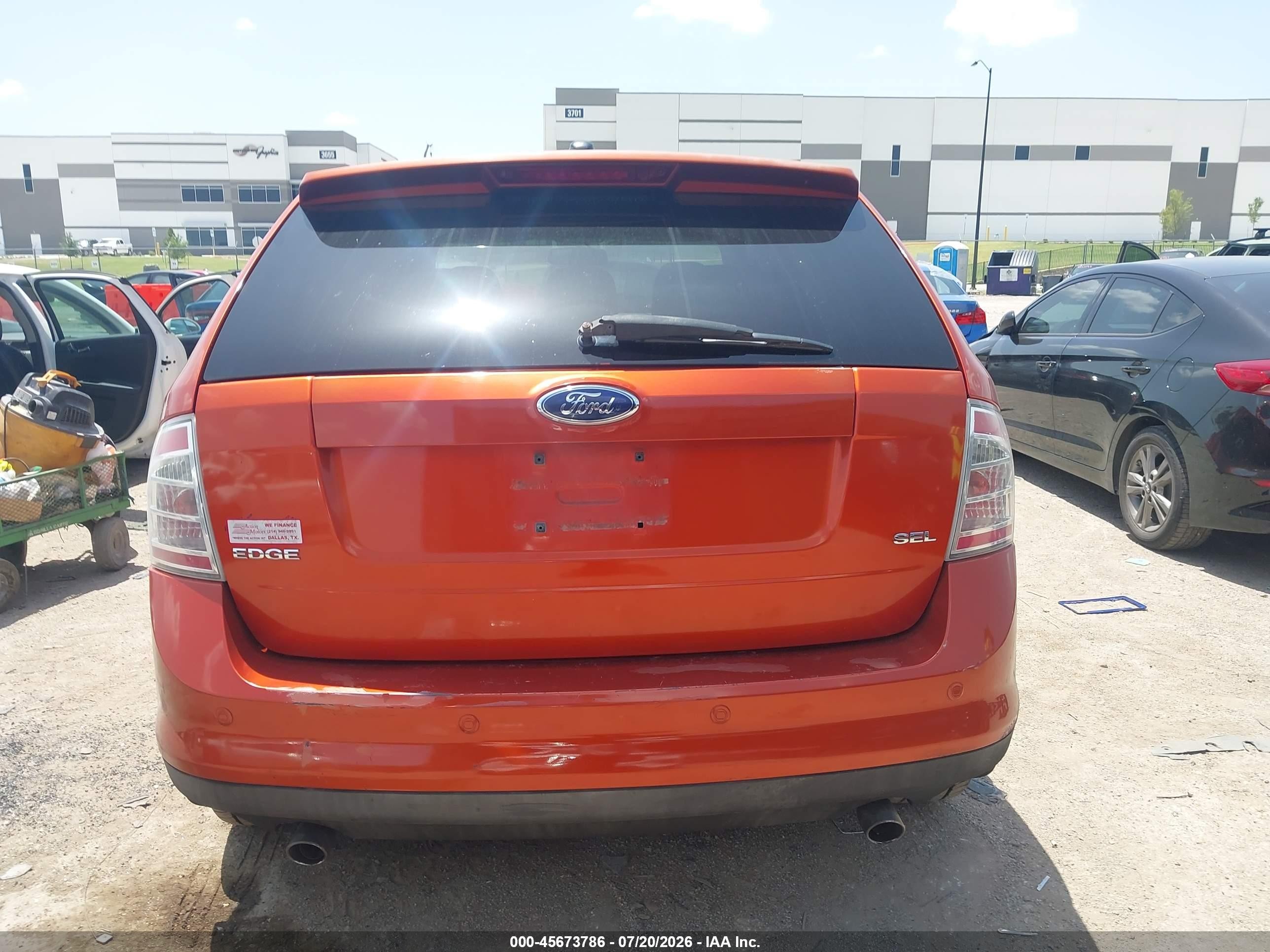 2007 Ford Edge Sel Plus Оранжевый vin: 2FMDK39C87BB25732