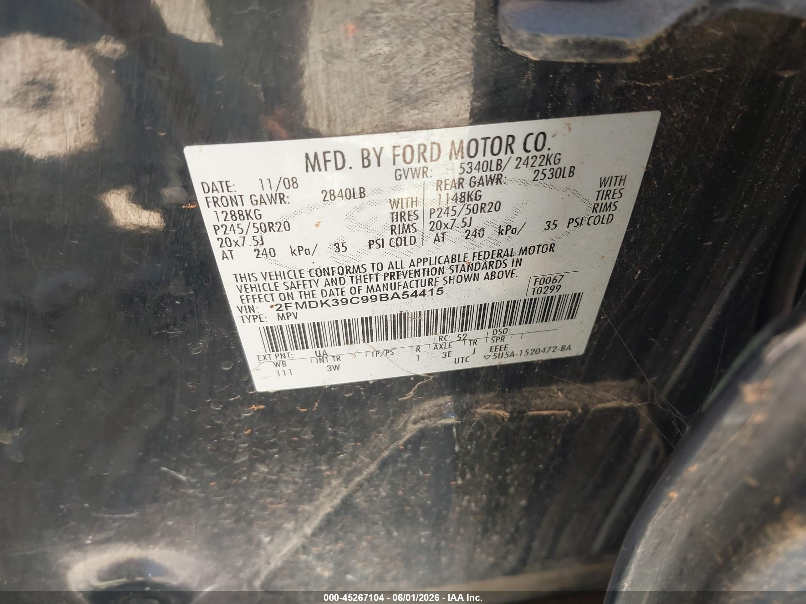 2009 Ford Edge Limited Black vin: 2FMDK39C99BA54415