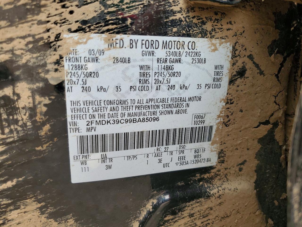 2009 Ford Edge Limited Black vin: 2FMDK39C99BA85096