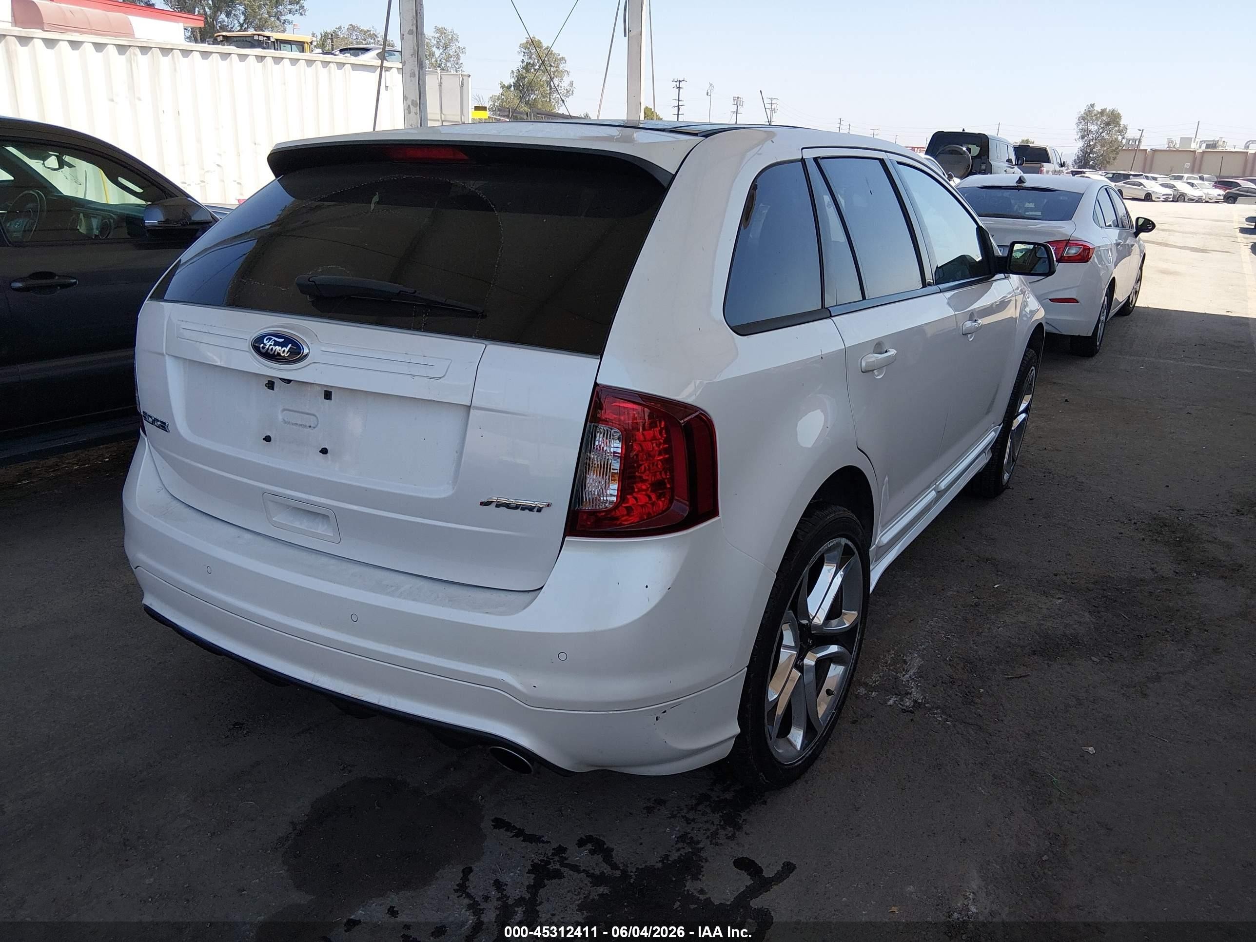 2013 Ford Edge Sport White vin: 2FMDK3AK0DBA32038