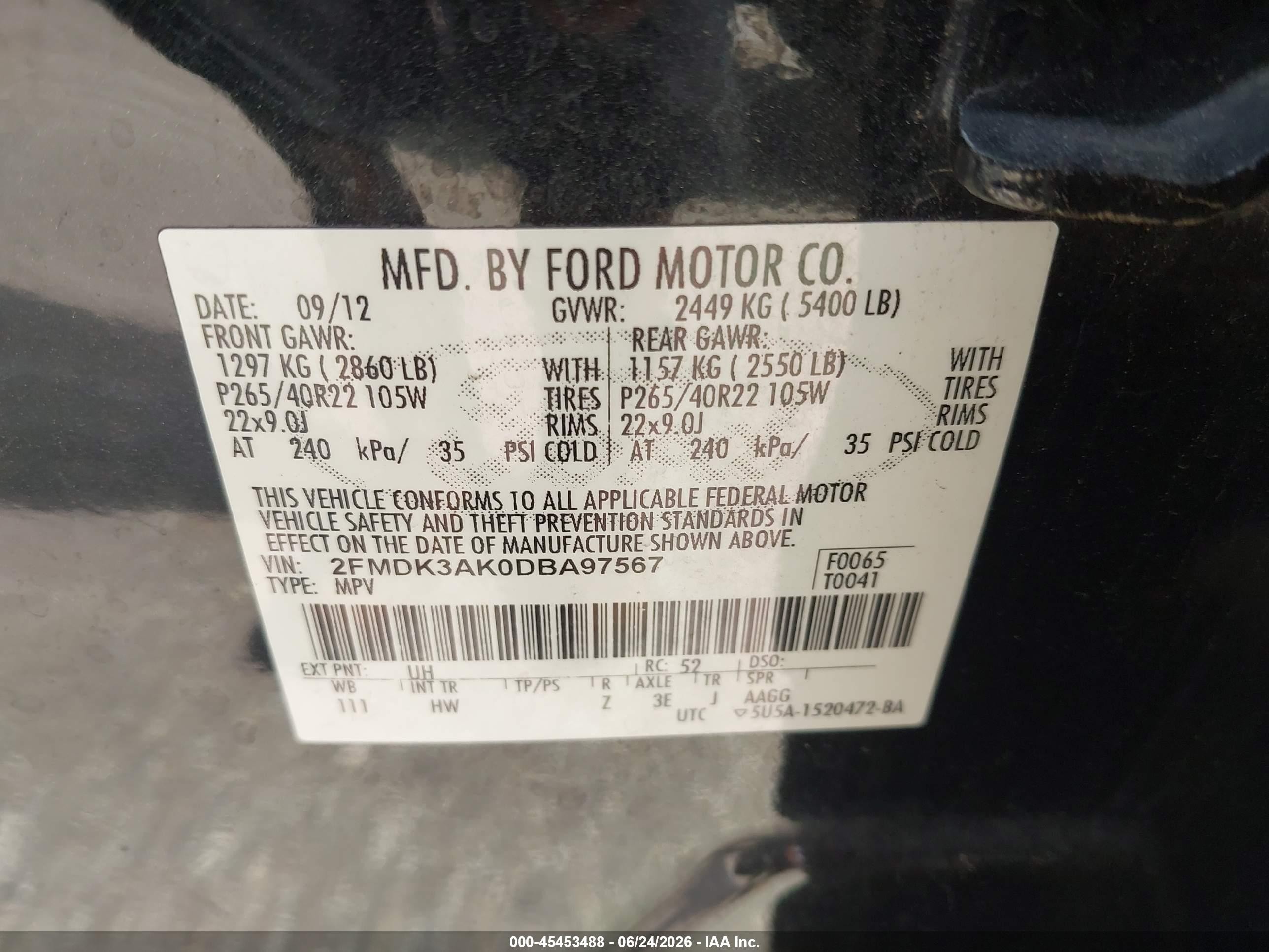 2013 Ford Edge Sport Black vin: 2FMDK3AK0DBA97567