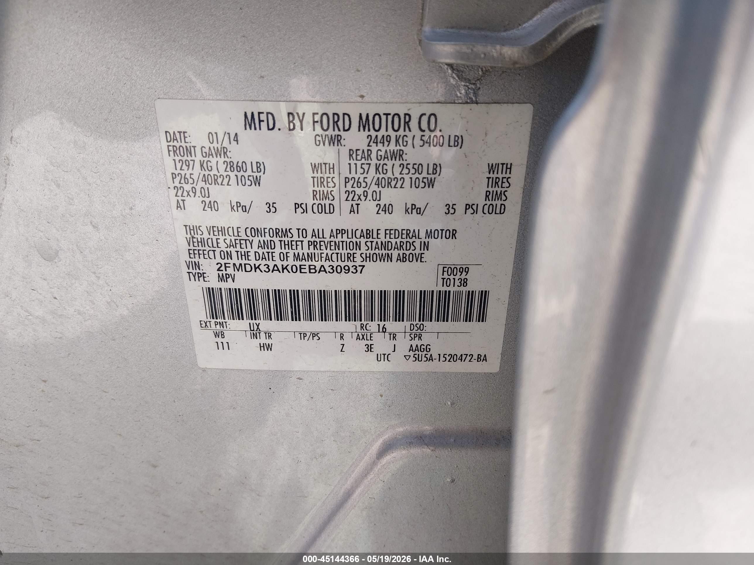 2014 Ford Edge Sport Silver vin: 2FMDK3AK0EBA30937