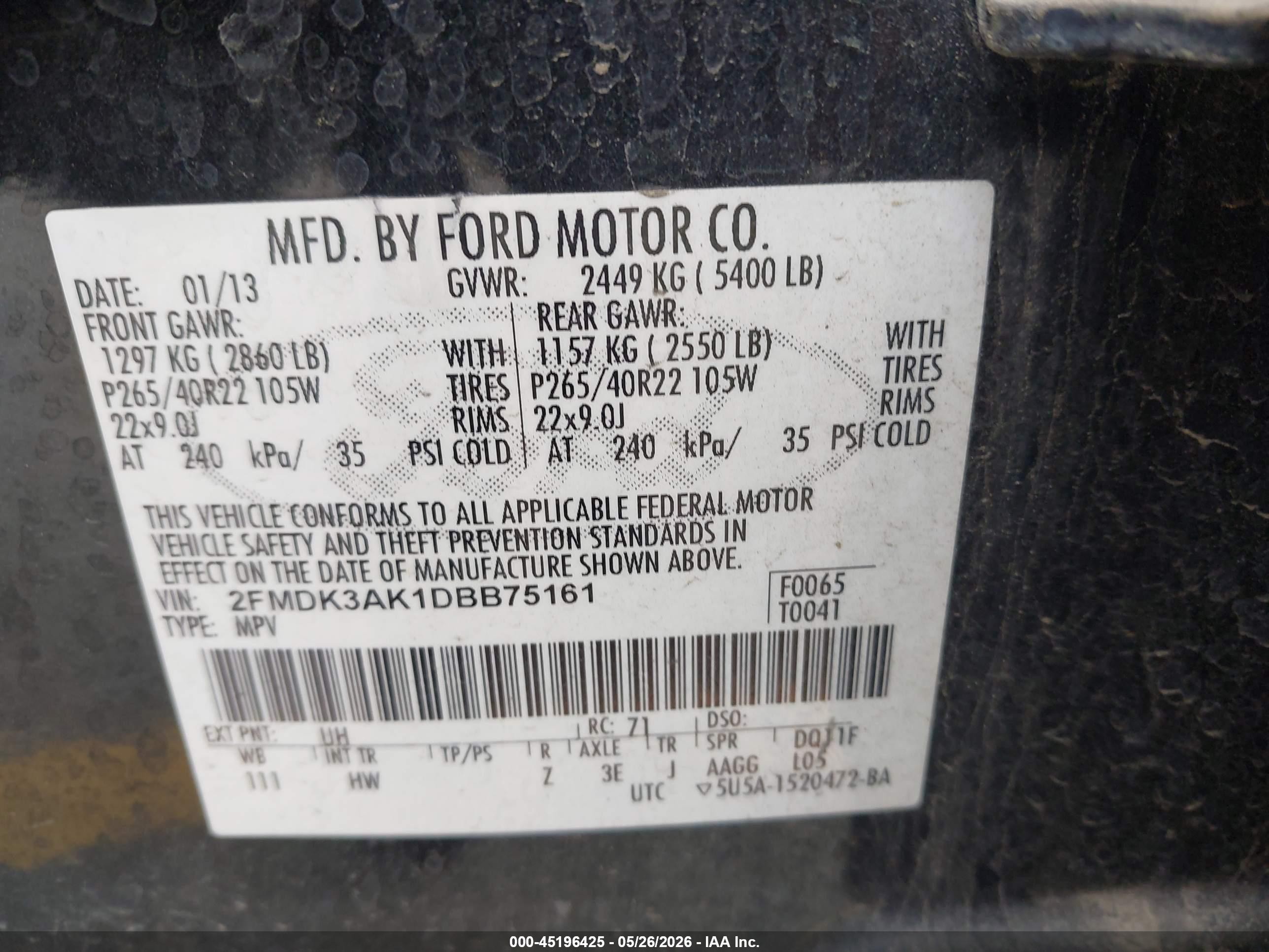 2013 Ford Edge Sport Black vin: 2FMDK3AK1DBB75161
