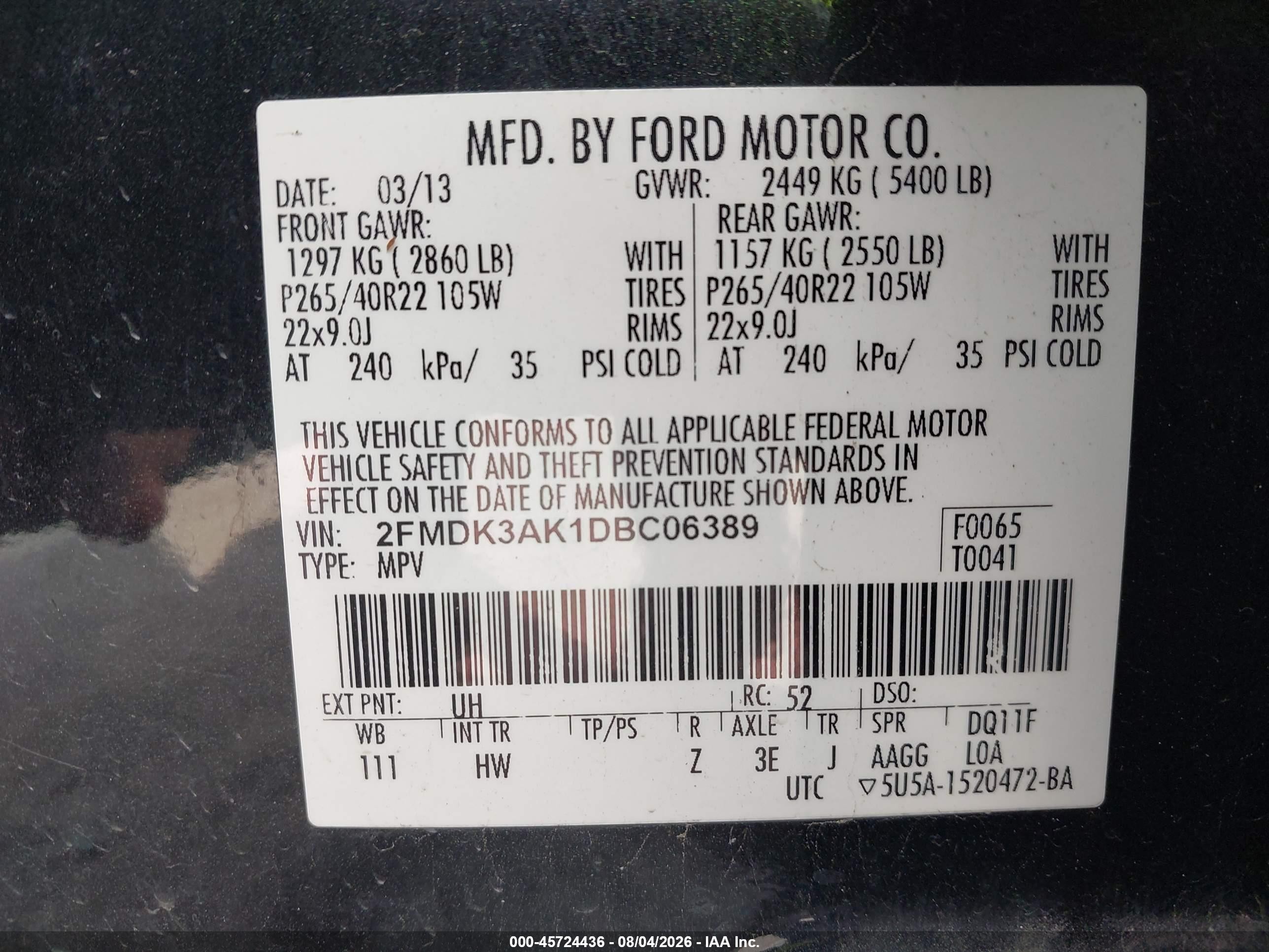 2013 Ford Edge Sport Black vin: 2FMDK3AK1DBC06389