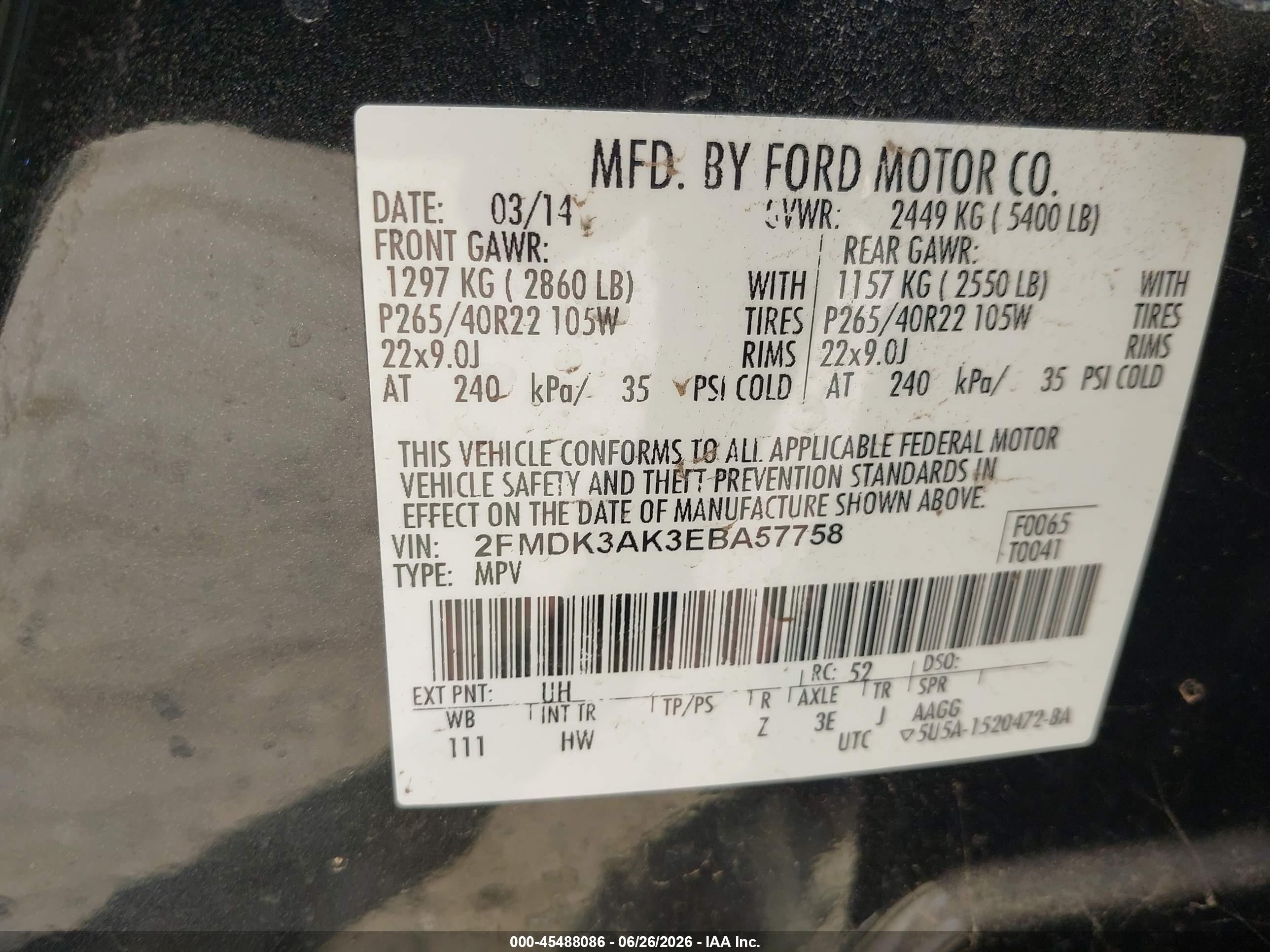 2014 Ford Edge Sport Black vin: 2FMDK3AK3EBA57758