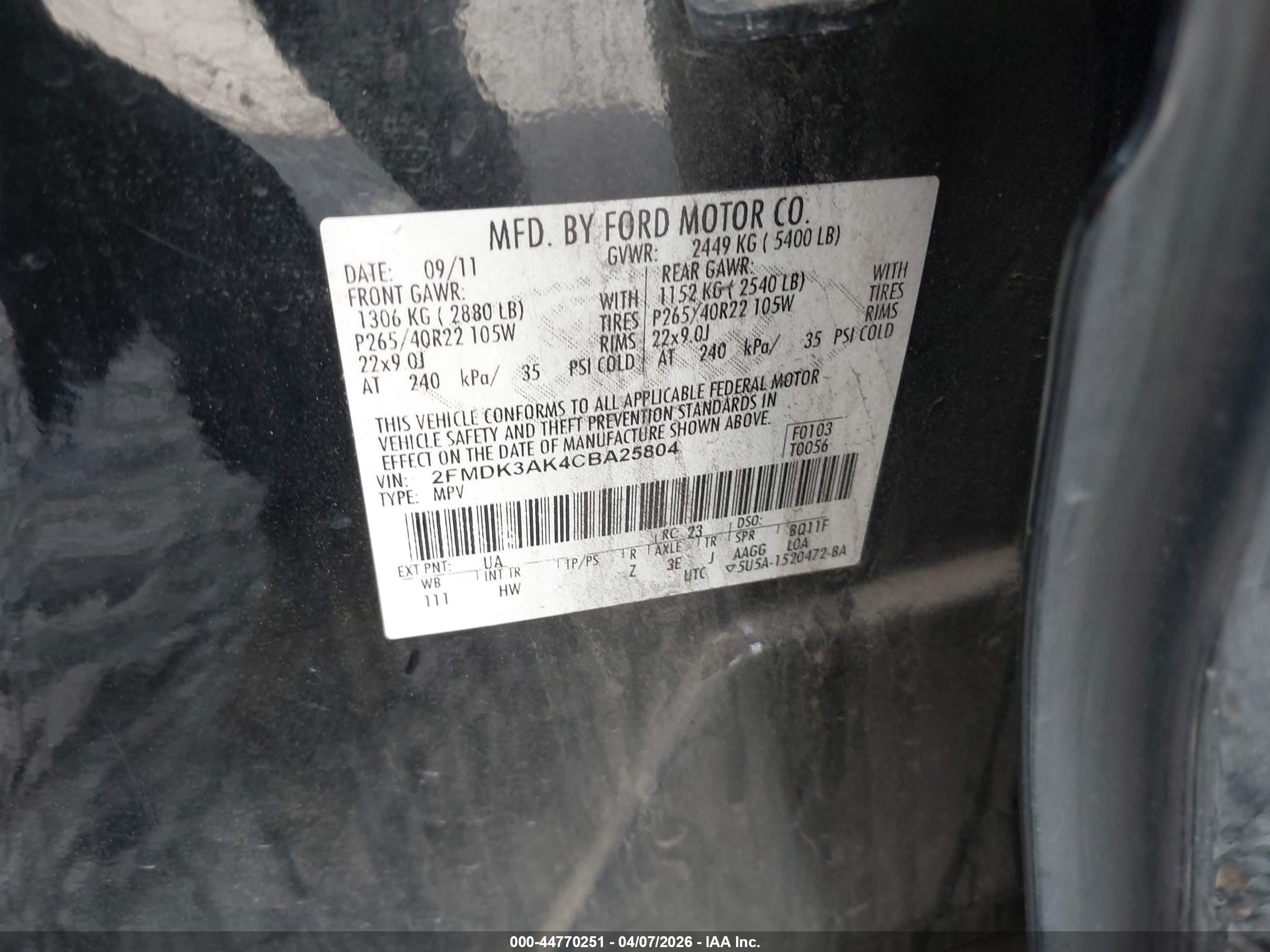 2012 Ford Edge Sport Black vin: 2FMDK3AK4CBA25804
