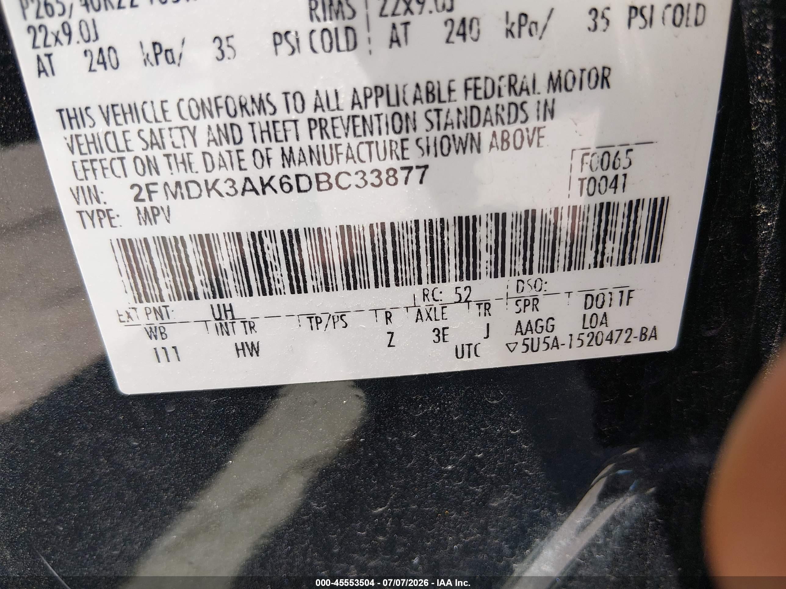 2013 Ford Edge Sport Black vin: 2FMDK3AK6DBC33877