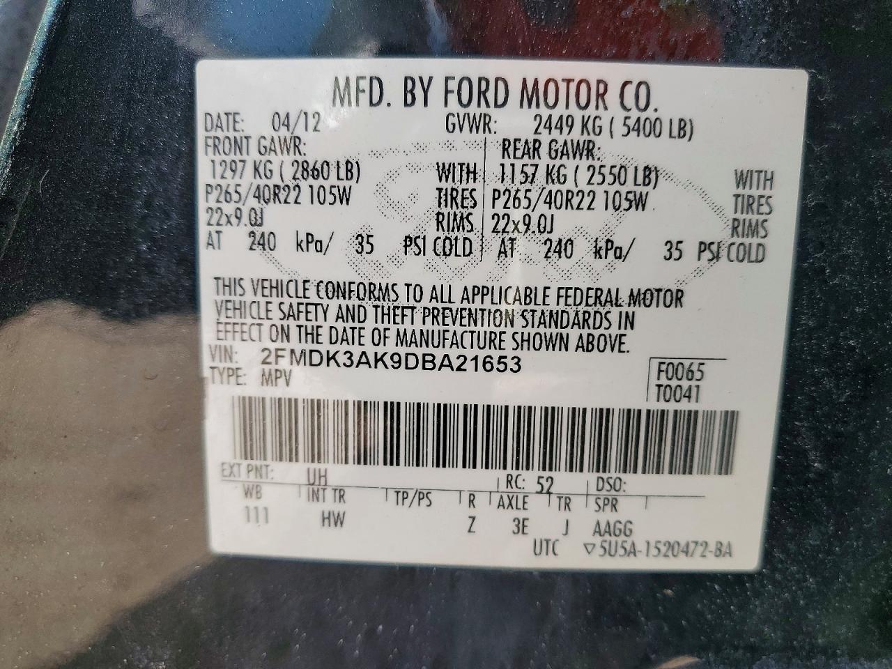 2013 Ford Edge Sport Black vin: 2FMDK3AK9DBA21653