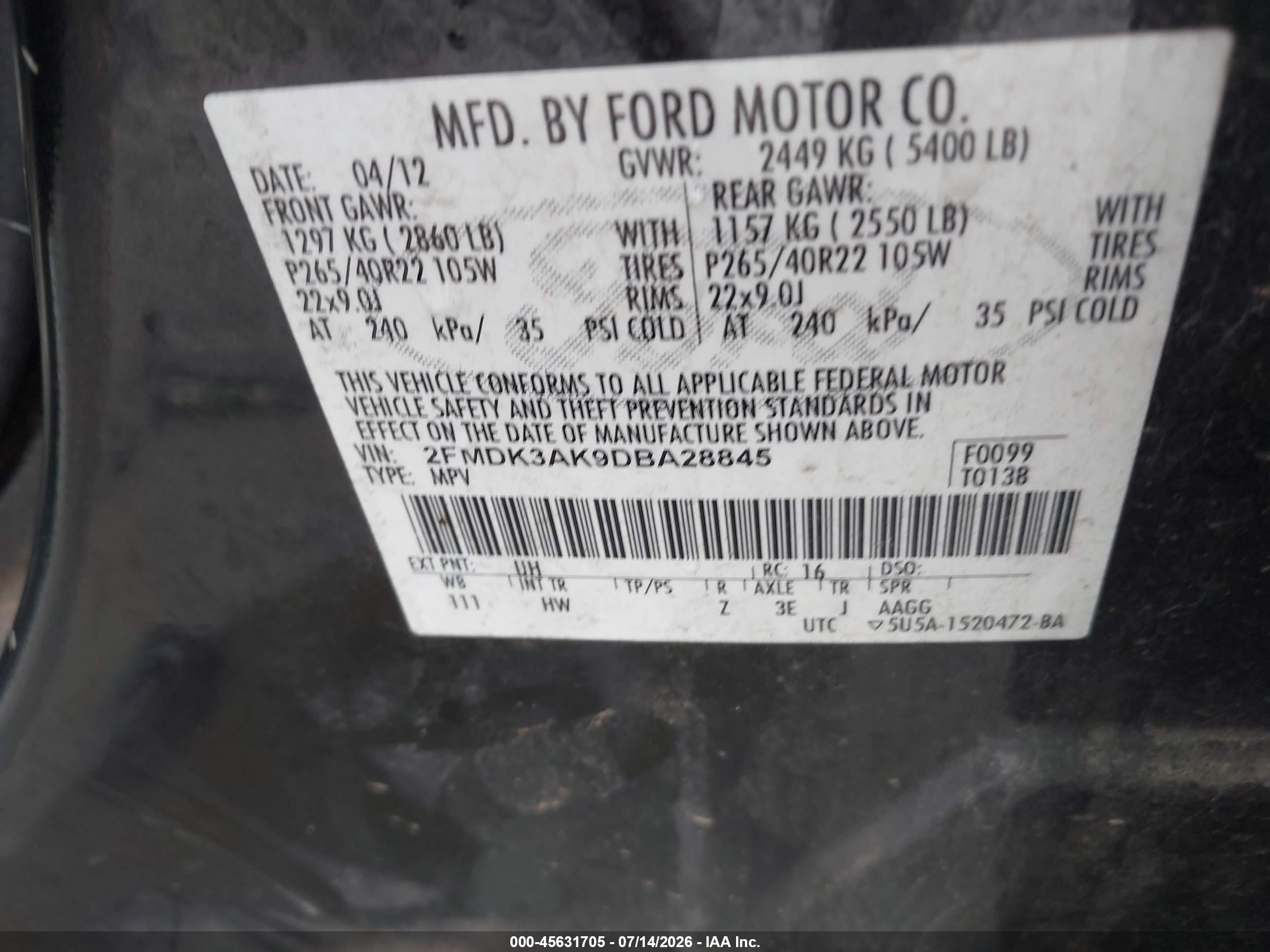2013 Ford Edge Sport Black vin: 2FMDK3AK9DBA28845