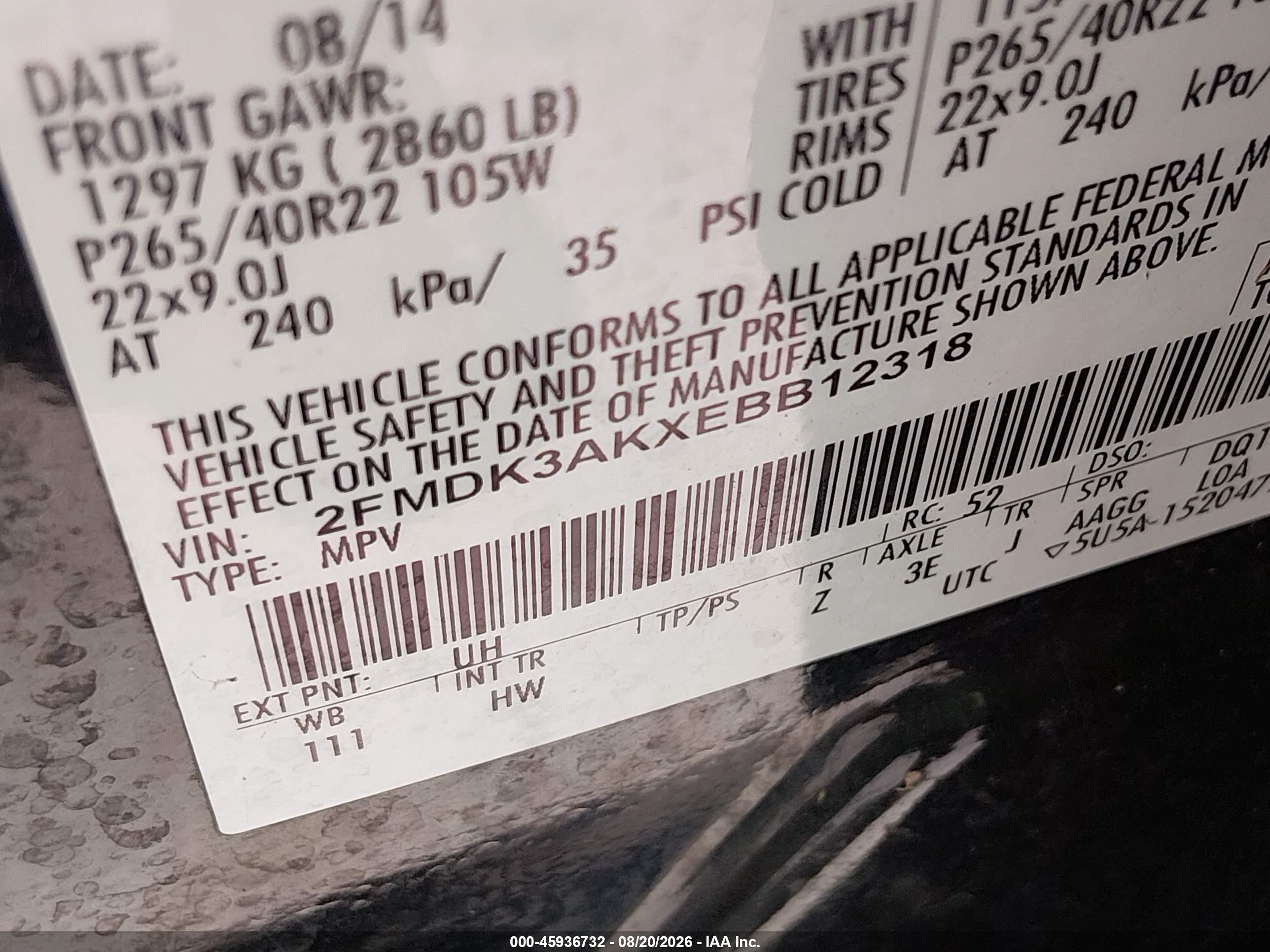 2014 Ford Edge Sport Черный vin: 2FMDK3AKXEBB12318