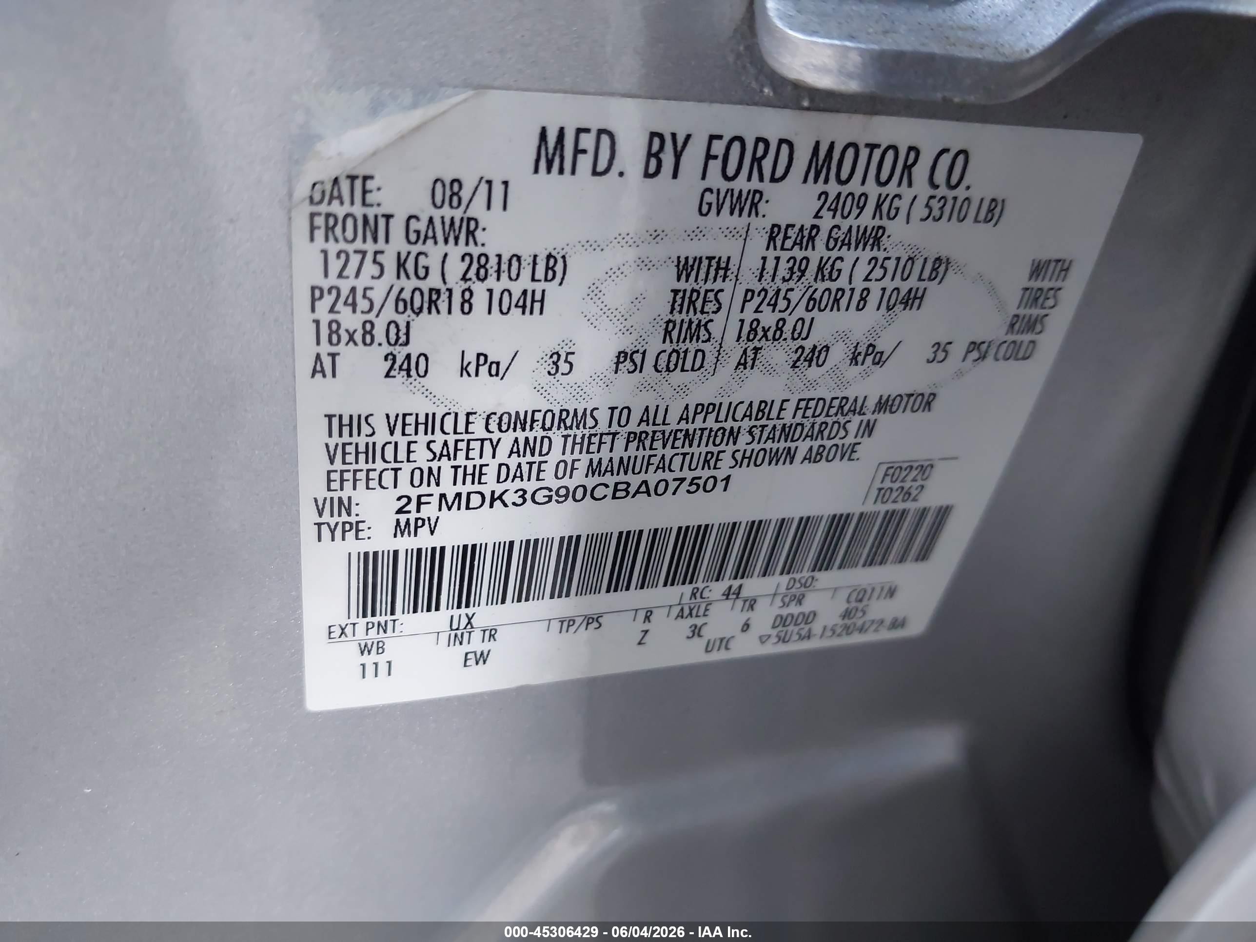 2012 Ford Edge Se Gray vin: 2FMDK3G90CBA07501