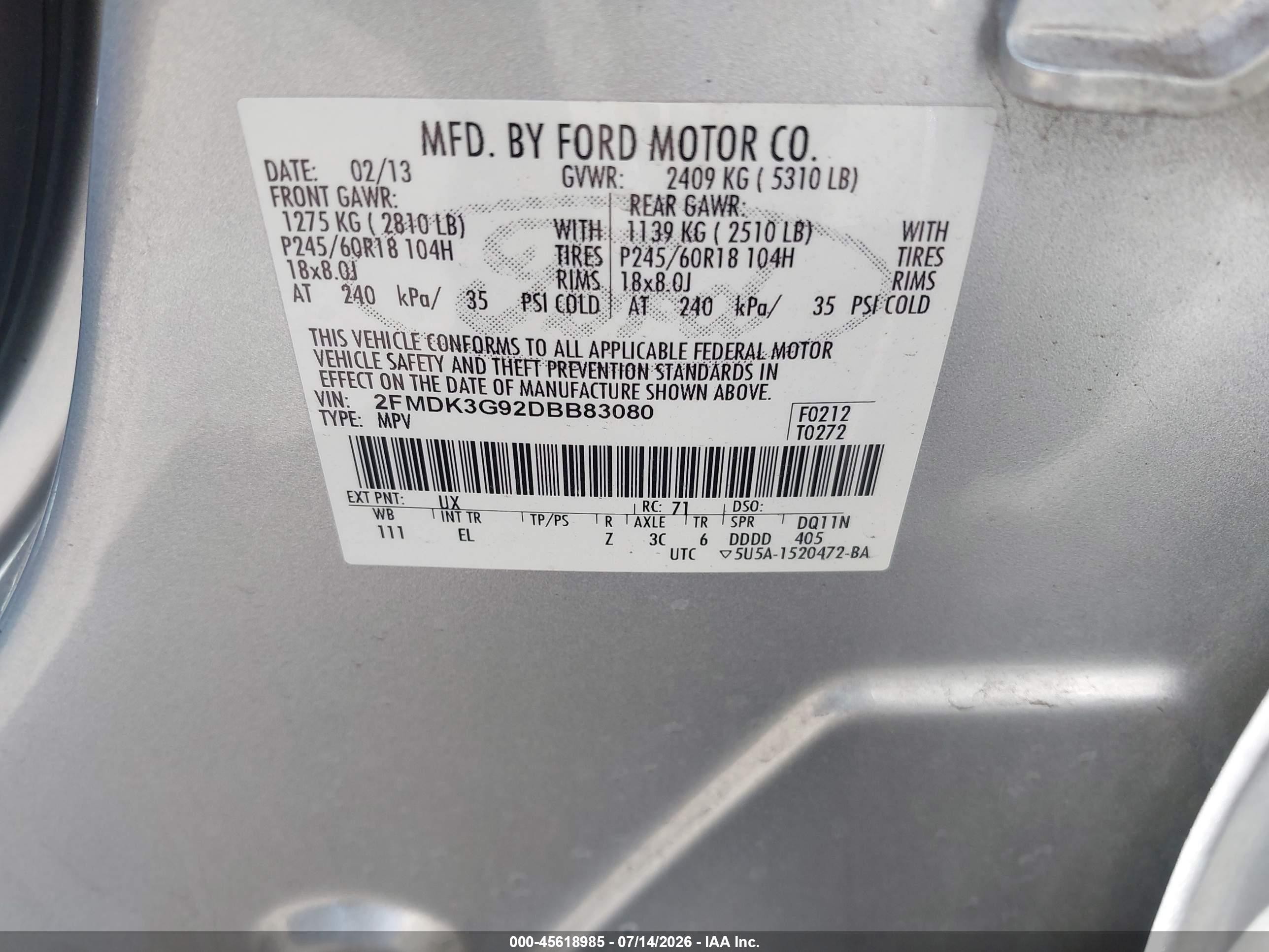 2013 Ford Edge Se Silver vin: 2FMDK3G92DBB83080