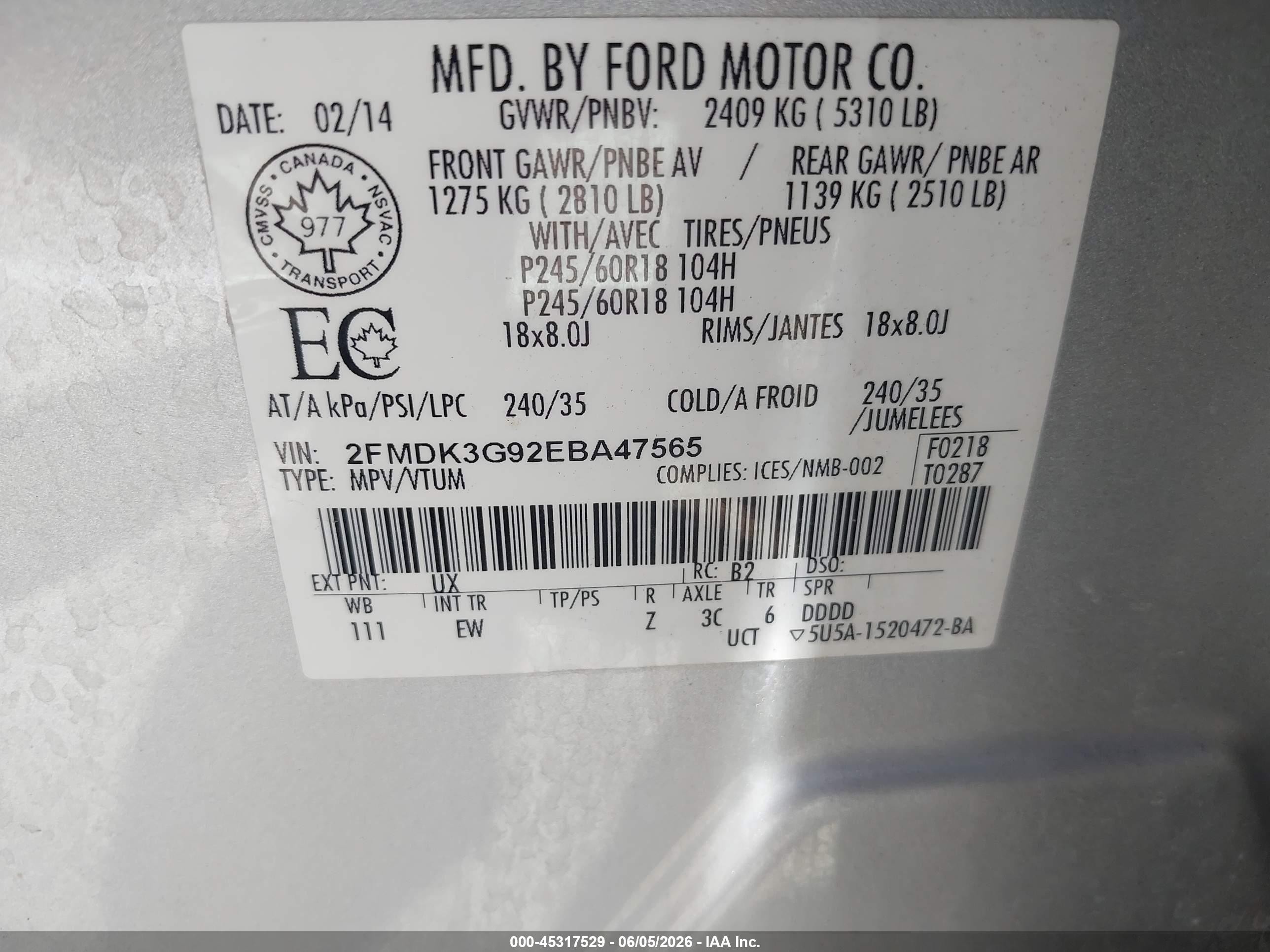 2014 Ford Edge Se Silver vin: 2FMDK3G92EBA47565