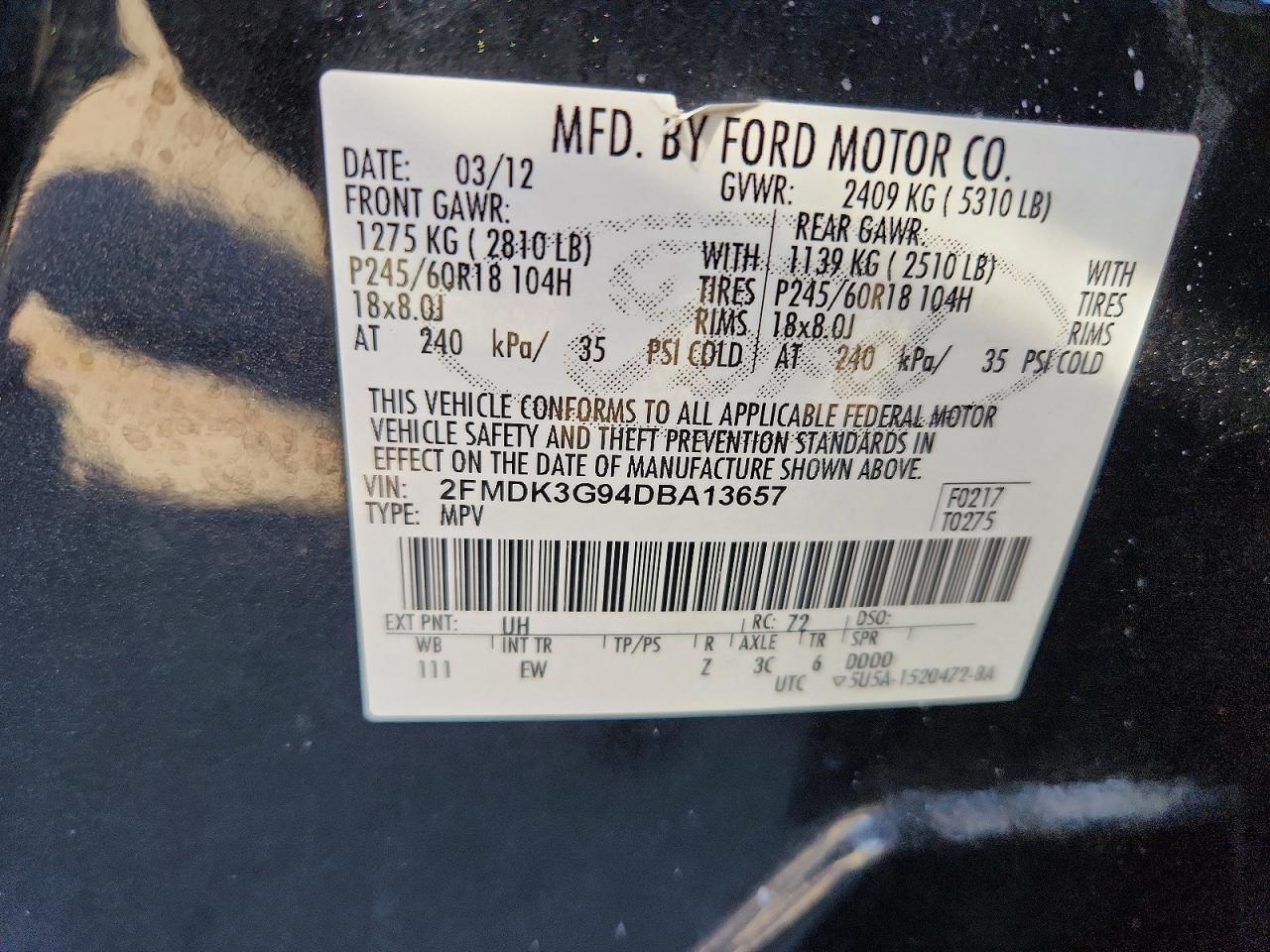 2013 Ford Edge Se Black vin: 2FMDK3G94DBA13657